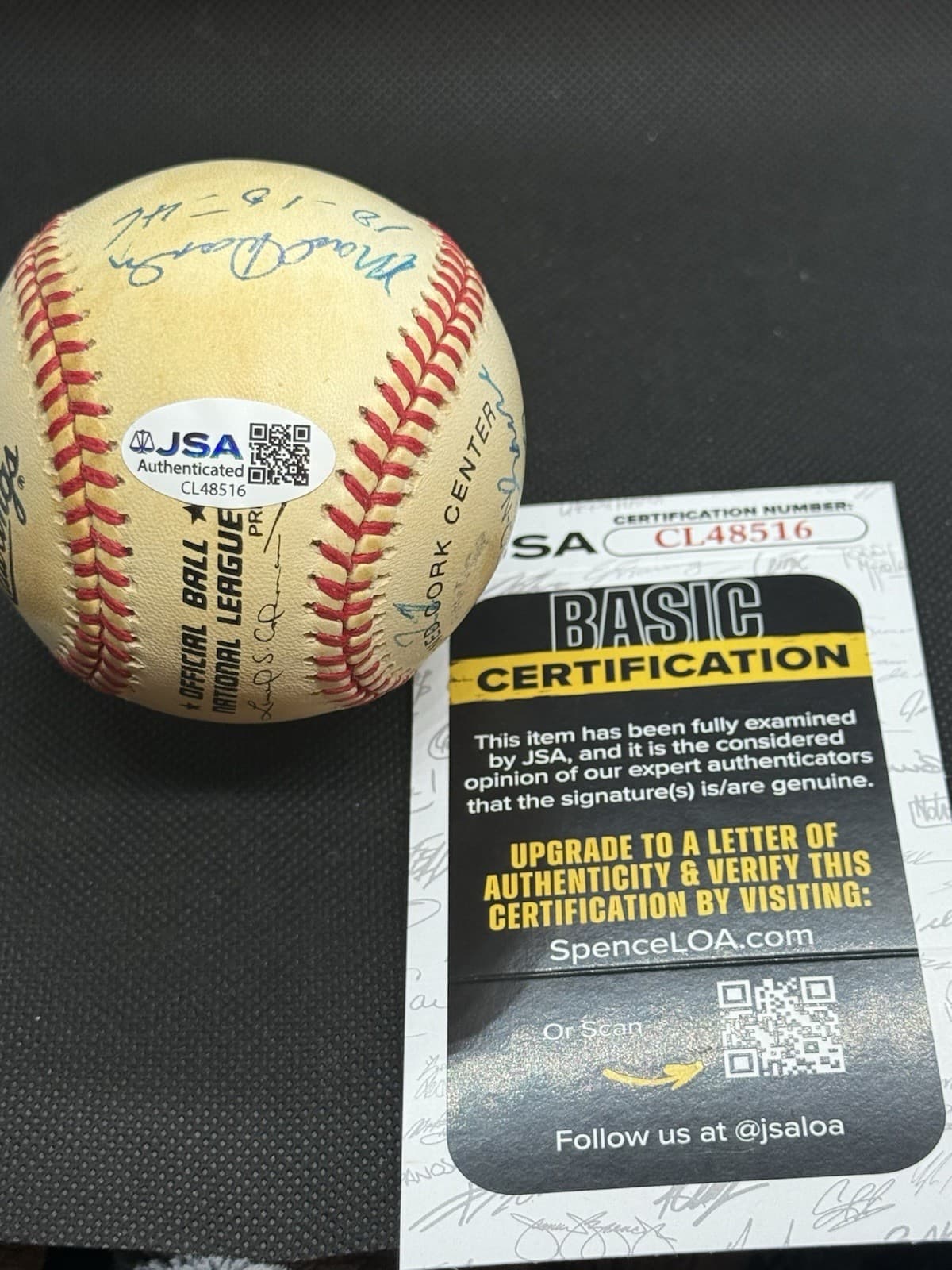 Enos Slaughter 5x Stat Signed Baseball HOF St Louis Cardinals Mad Dash JSA COA - image 5