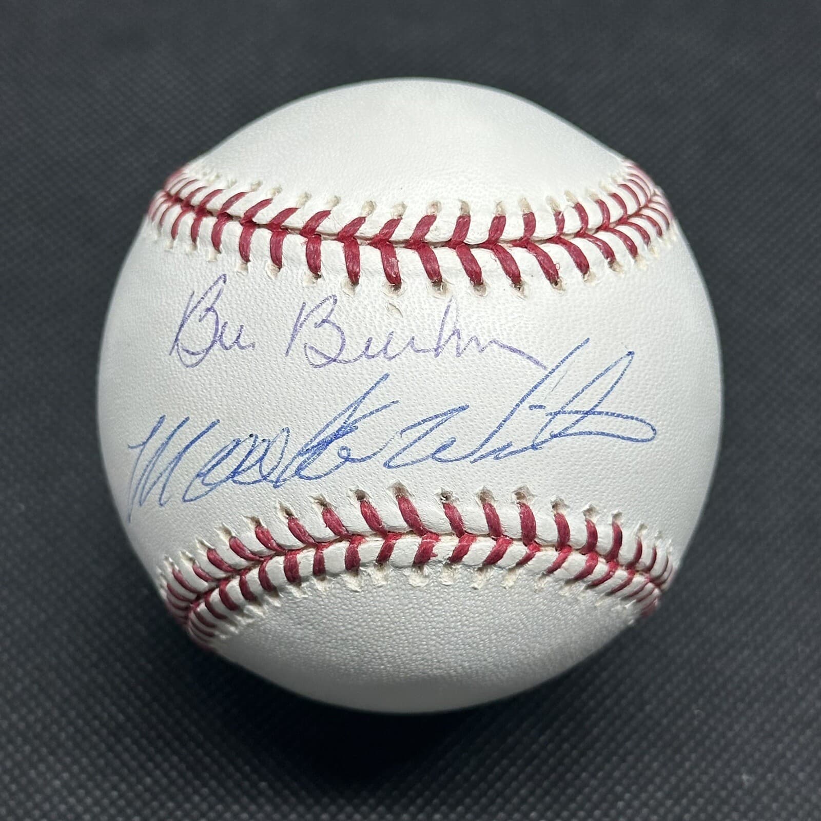 Mookie Wilson Bill Buckner Dual Signed Baseball Steiner COA 1986 World Series