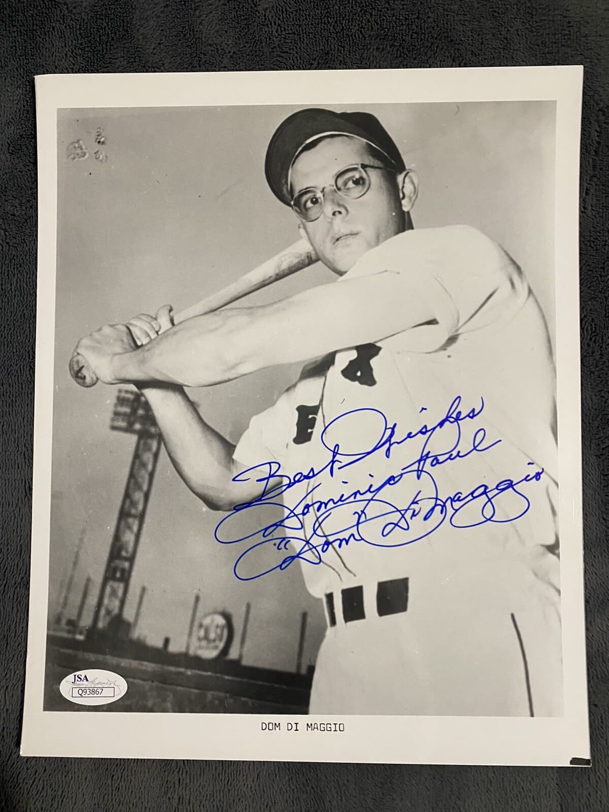 Dominic Paul Dom Dimaggio Full Name Signed 8x10 Photo JSA COA Red Sox