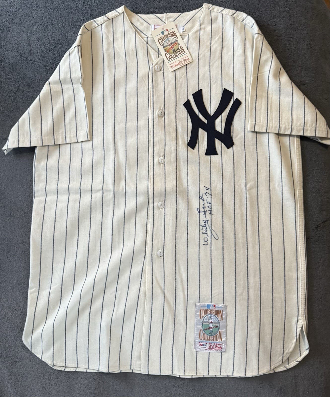 Whitey Ford HOF 74 Signed Authentic New York Yankees Mitchell Ness Jersey PSA