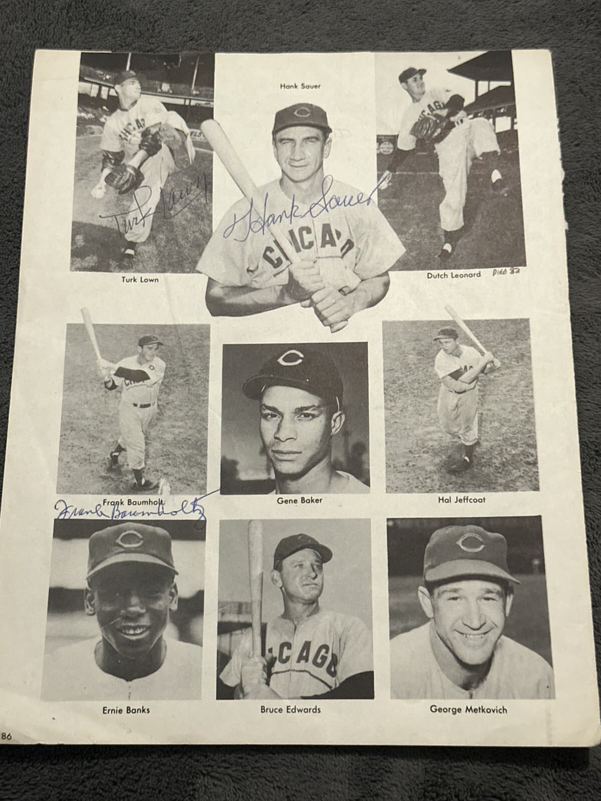 Cubs Multi Signed 8x11 Photo Page JSA LOA Hank Sauer Lown Baumholtz Cavaretta