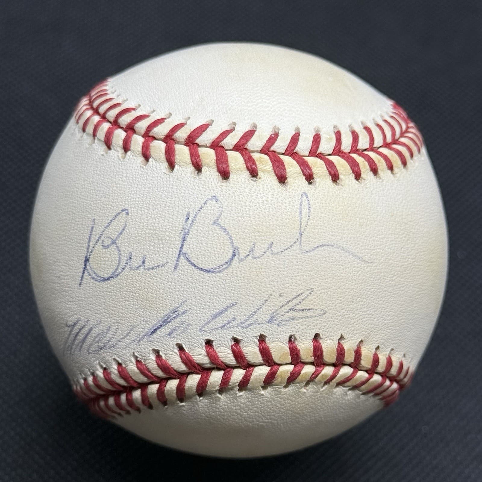 Mookie Wilson Bill Buckner Signed Baseball MLB COA 1986 World Series!