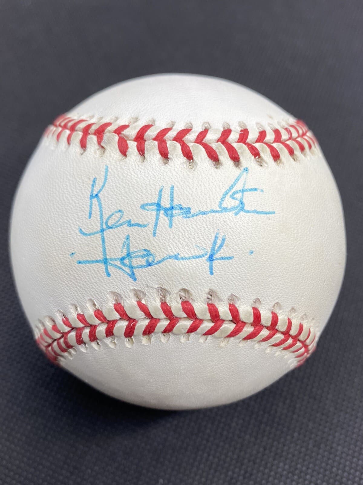 Ken Hawk Harrelson Signed Baseball HOF Frick White Sox A's