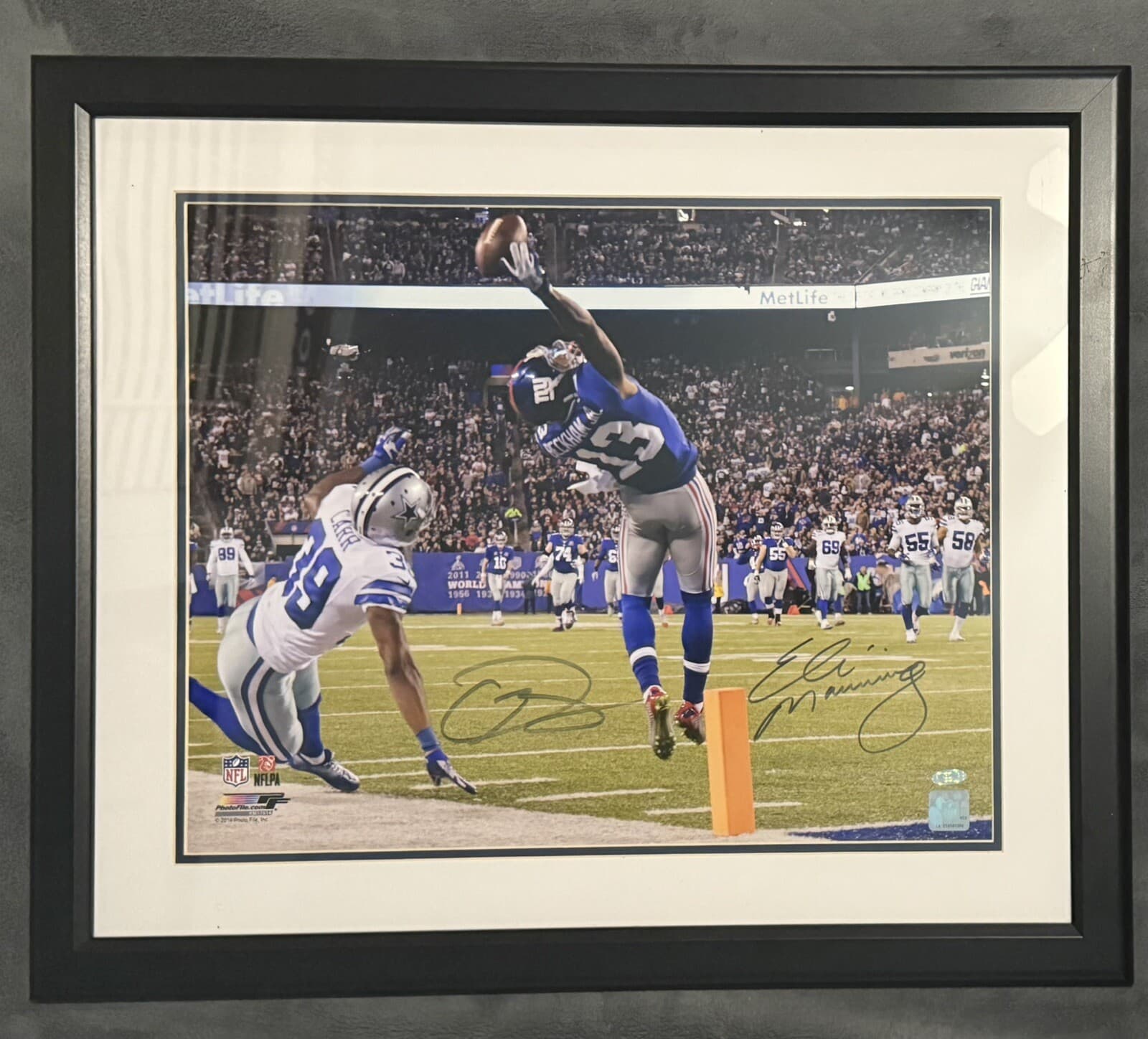 Eli Manning Odell Beckham Jr The Catch Signed 16x20 Photo Steiner COA Framed