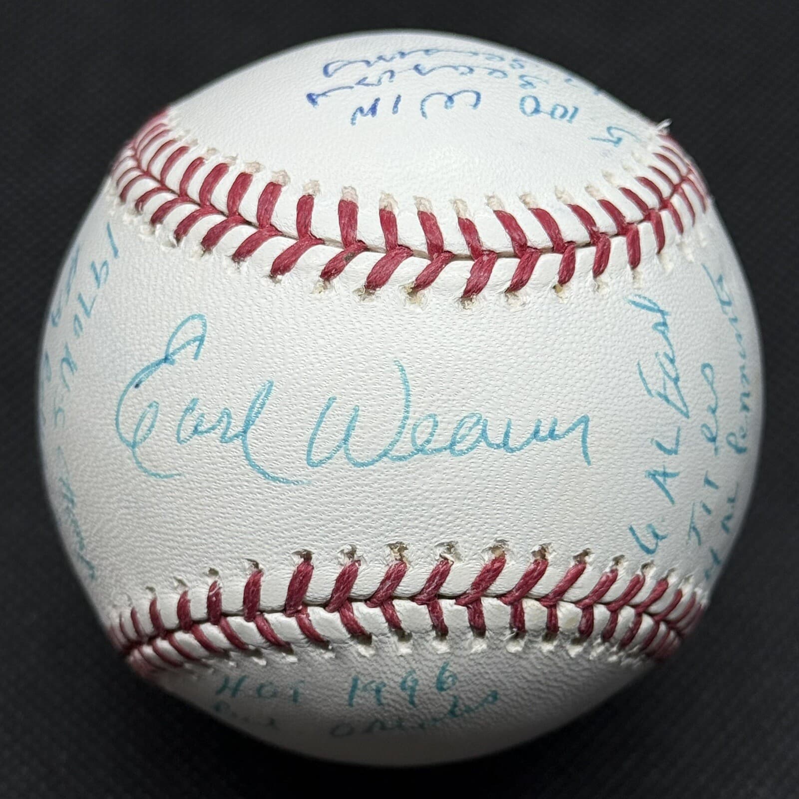 Earl Weaver 8x Stat Signed Baseball Beckett COA Baltimore Orioles HOF VERY RARE