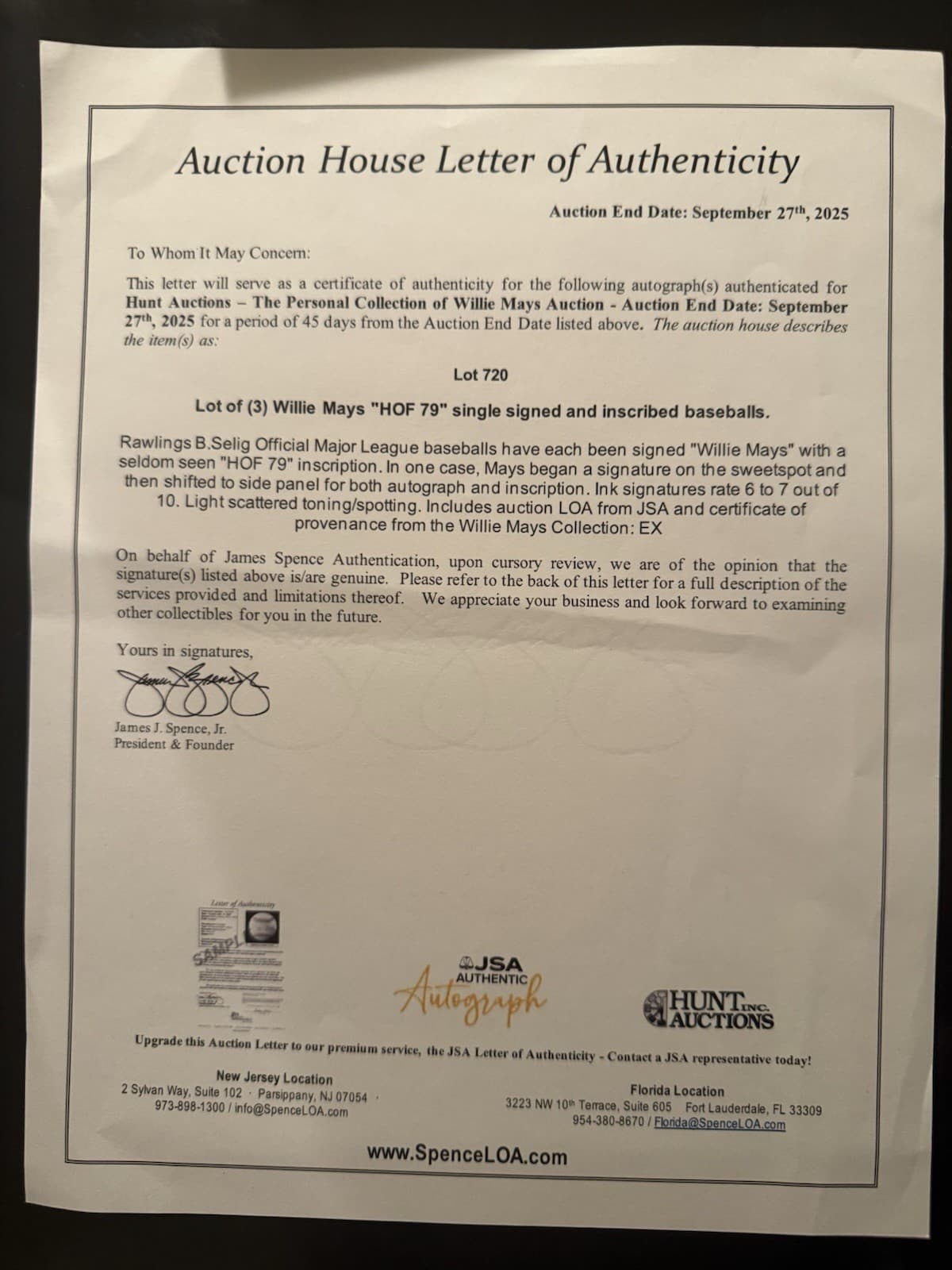 Willie Mays HOF 79 Signed Baseball WILLIE'S PERSONAL COLLECTION COA JSA LOA - image 5