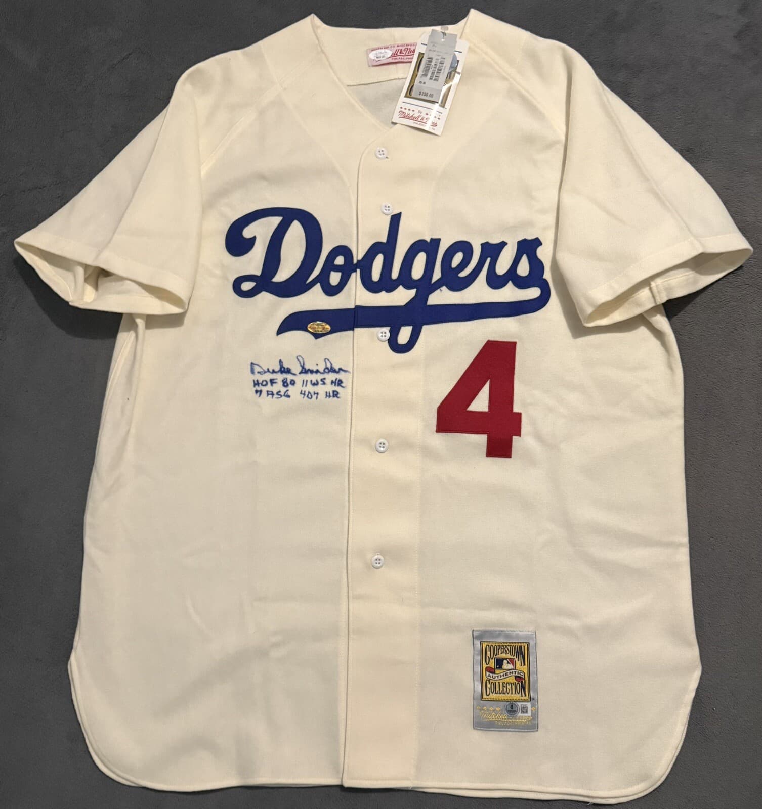 Duke Snider RJ STAT Signed Mitchell Ness Jersey Dodgers Baseball Brooklyn COA