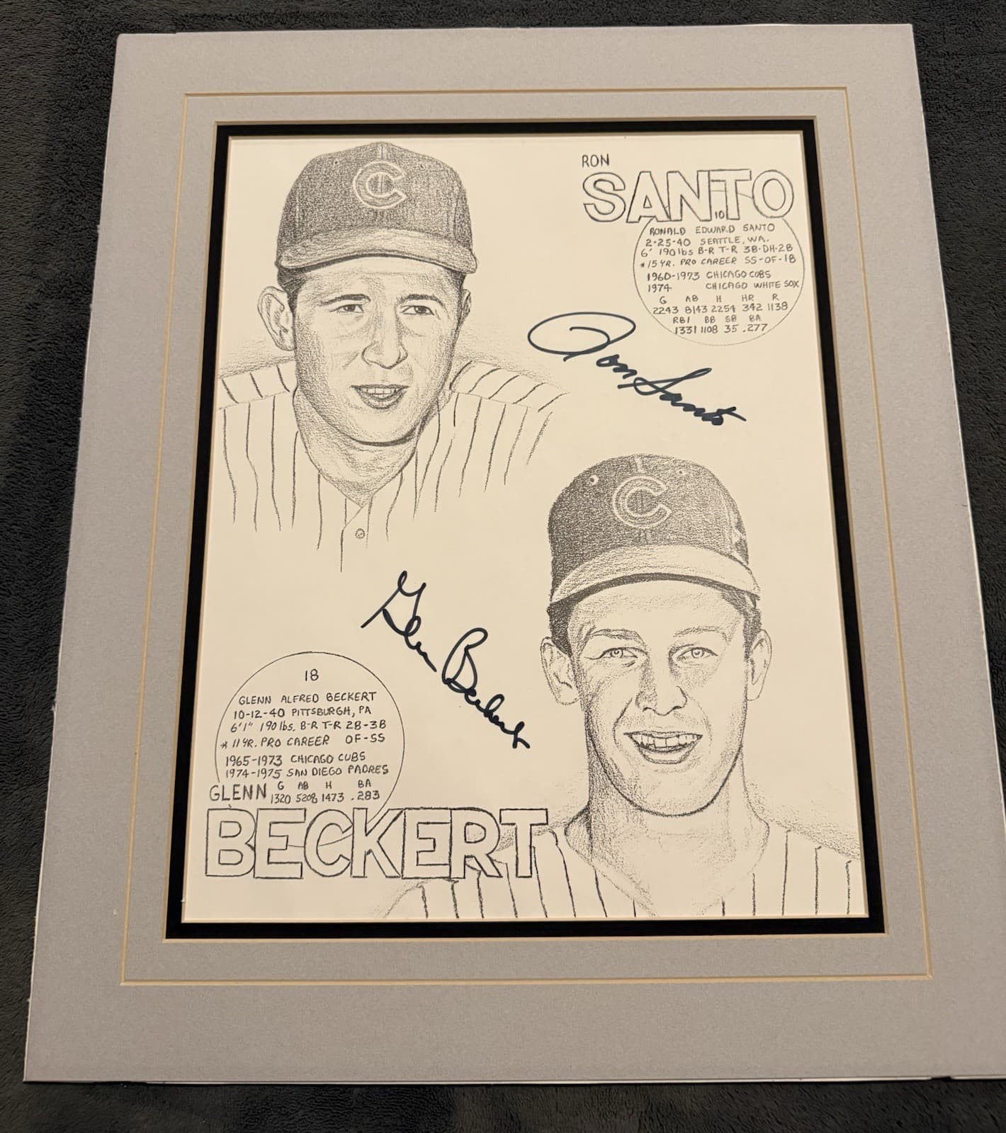 Ron Santo Glenn Beckert Signed 11x14 Photo Matted Lithograph Cubs HOF JSA LOA