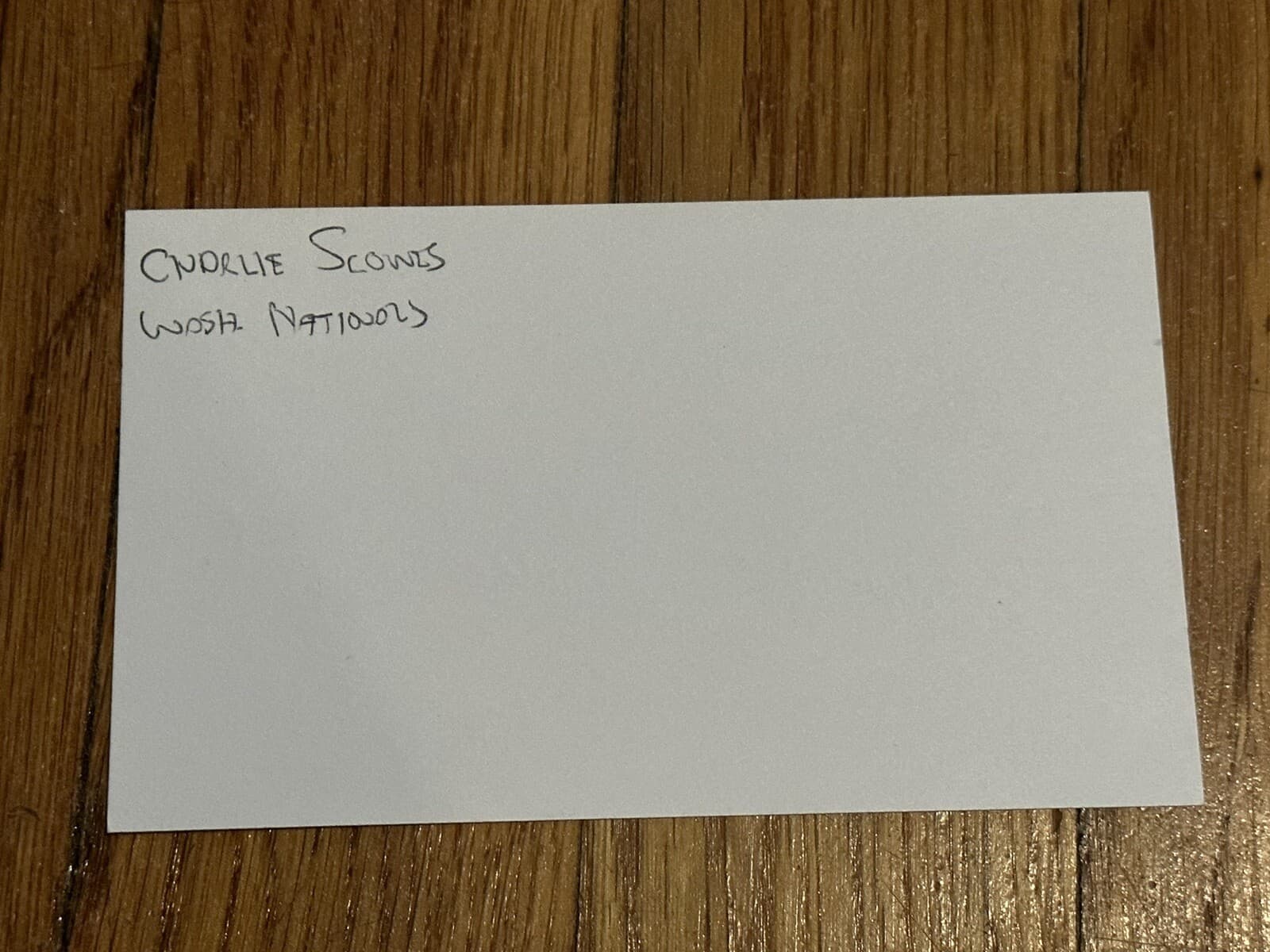 Charlie Slowes Signed Index Card 3x5 Broadcaster Announcer JSA LOA Was Nationals - image 2