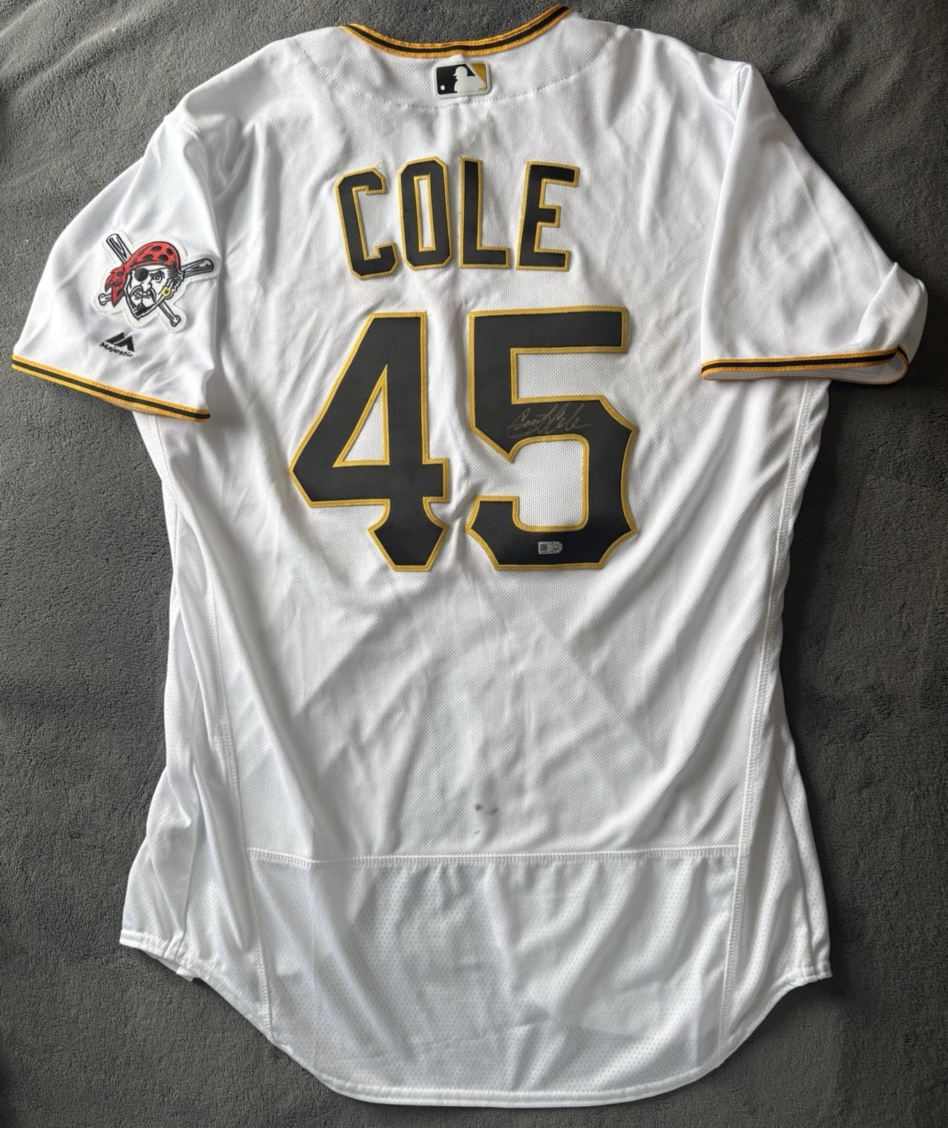 Gerrit Cole Signed Authentic Pittsburgh Pirates Jersey Baseball MLB COA Yankees