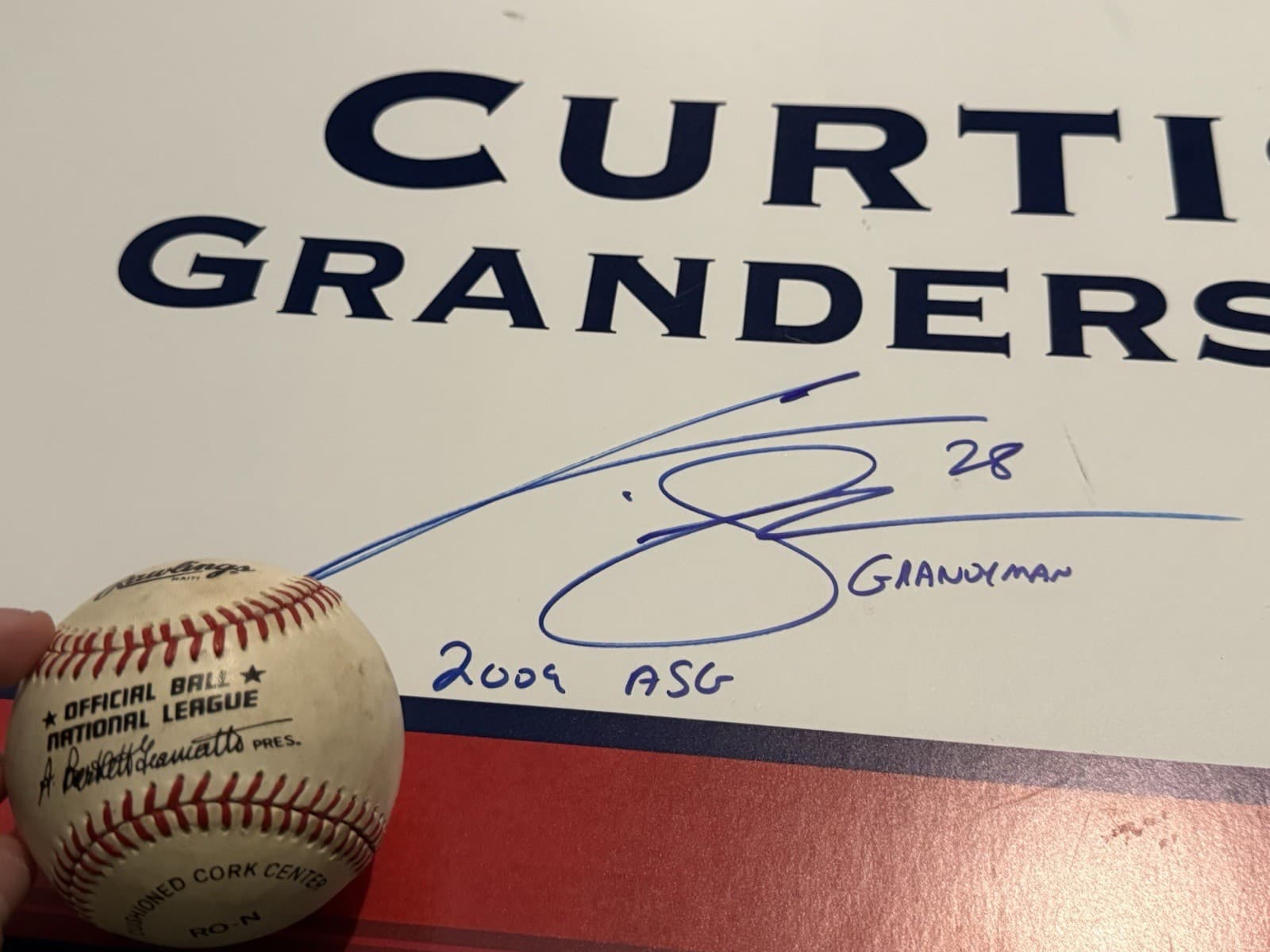 Curtis Granderson Signed 2009 All Star Game Game Used Name Card HUGE! Yankees - image 2