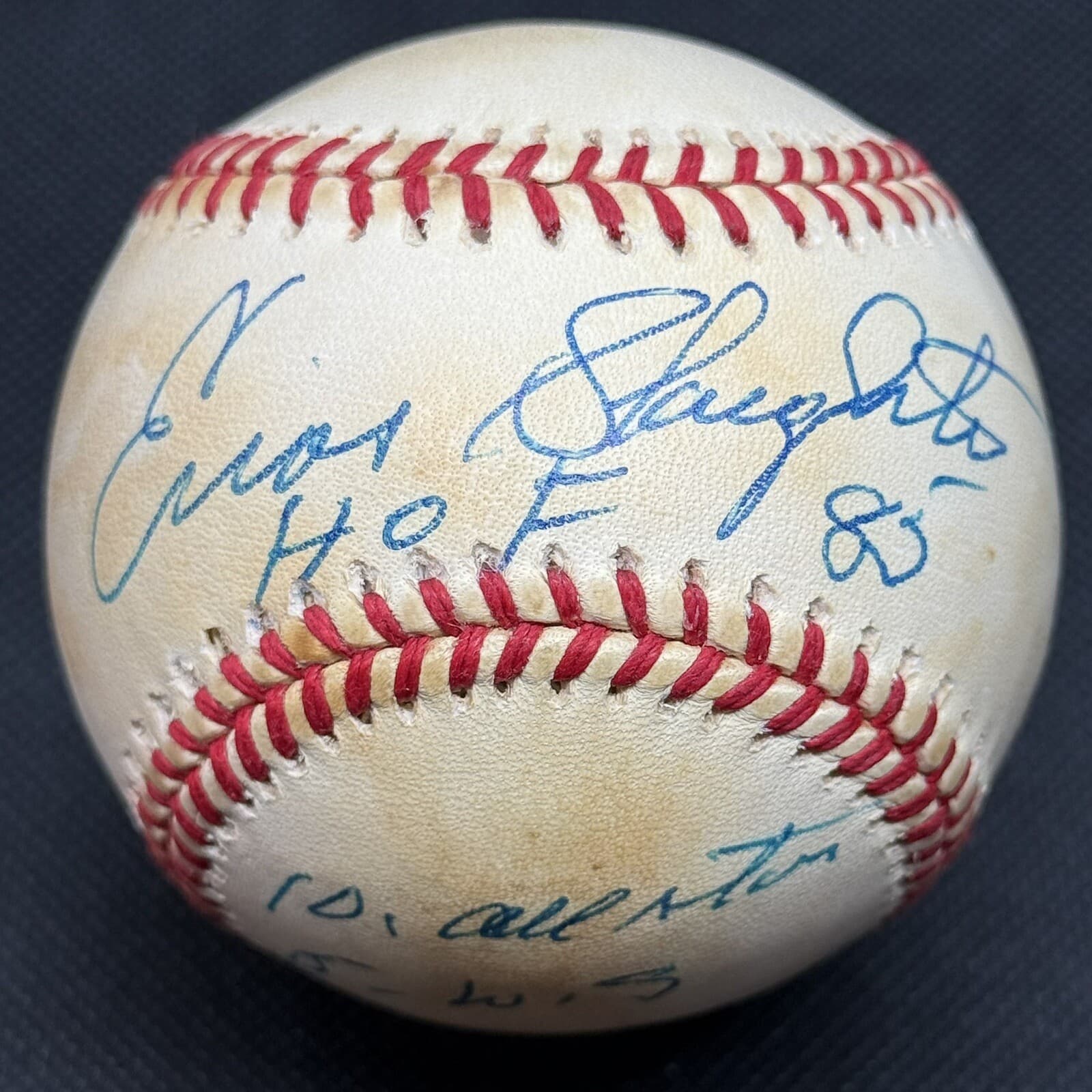 Enos Slaughter 5x Stat Signed Baseball HOF St Louis Cardinals Mad Dash JSA COA