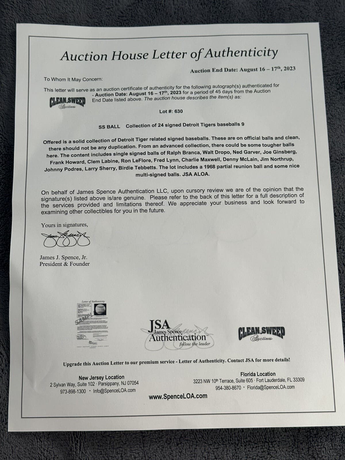 Johnny Podres Signed Baseball JSA LOA Detroit Tigers Brooklyn Dodgers - image 3