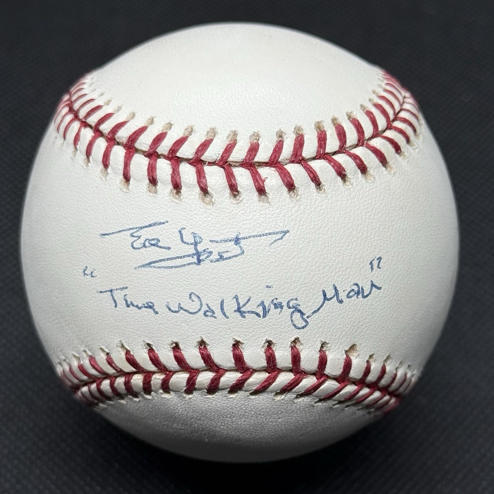 Ed Yost The Walking Man Signed Baseball Beckett COA BAS Brooklyn Dodgers Mets