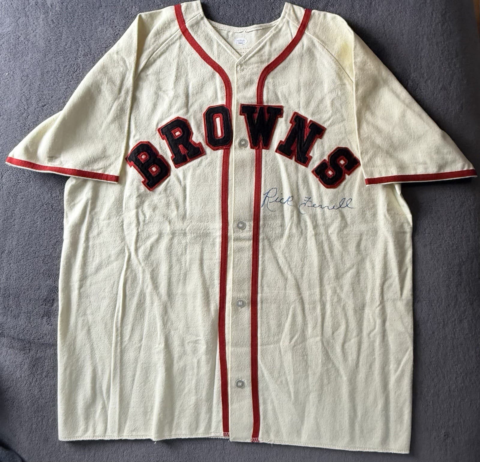 Rick Ferrell Signed Vintage St Louis Browns Jersey Baseball JSA COA HOF