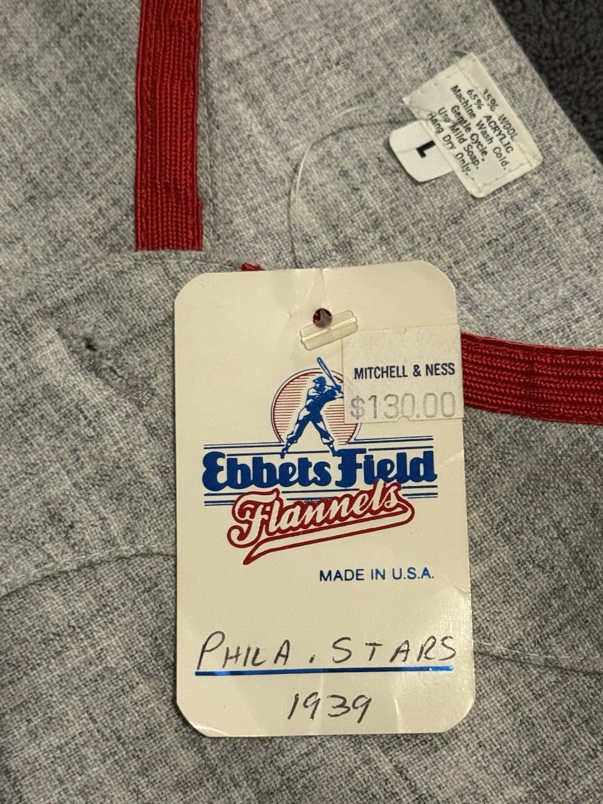 Philadelphia Stars Vintage Authentic Ebbets Field Flannels Jersey Size L 1939 - image 2
