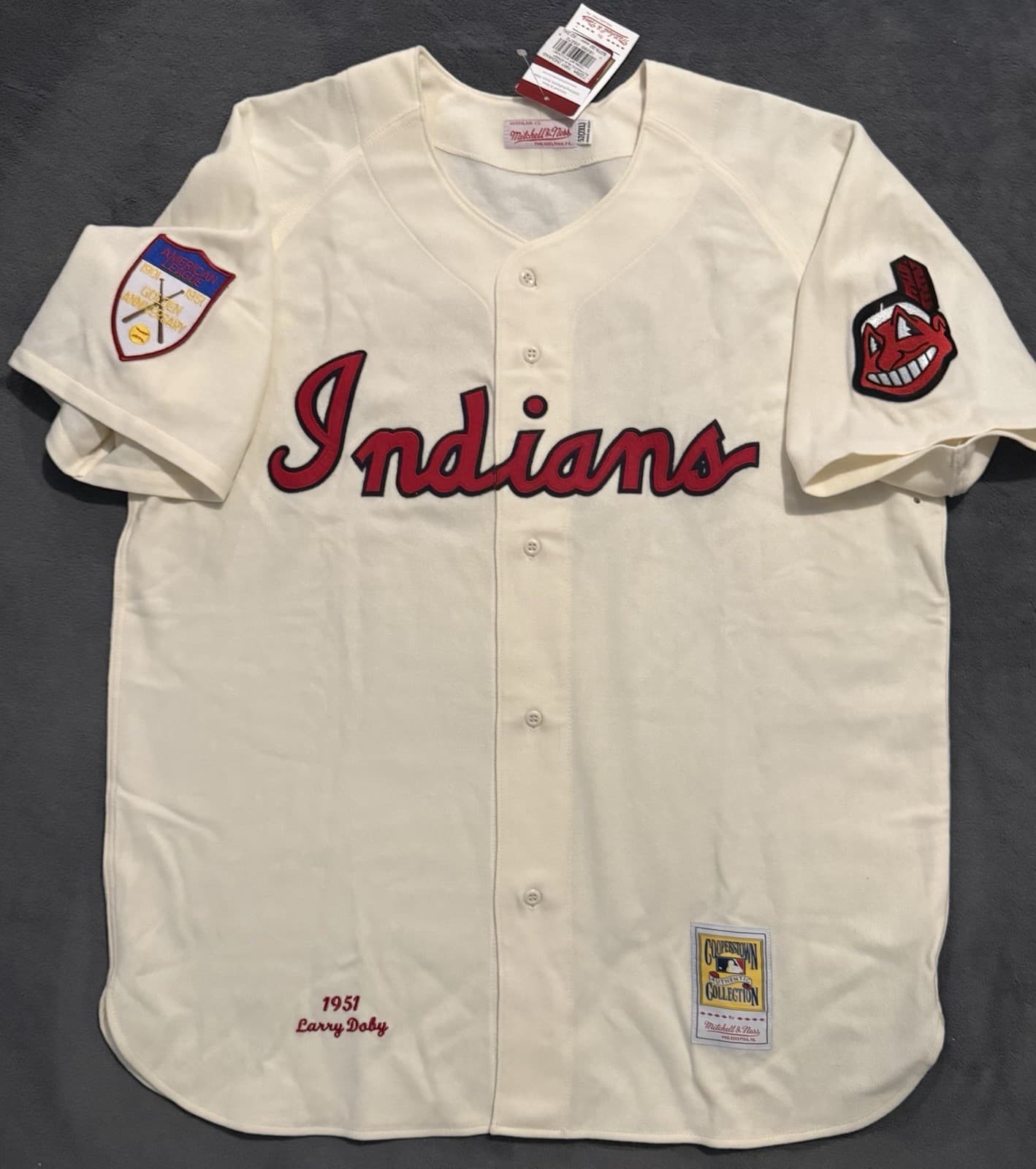 Larry Doby Cleveland Indians Authentic Mitchell & Ness Jersey Size 52 1951