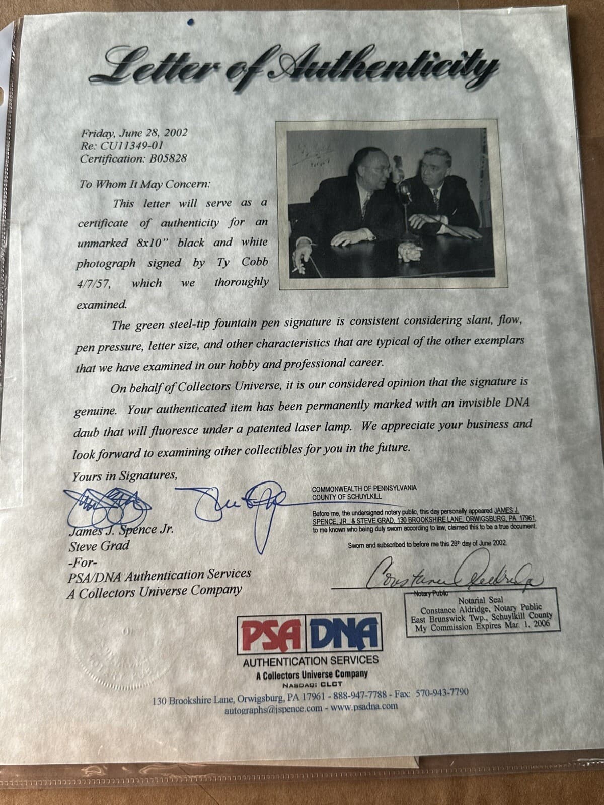 Ty Cobb Signed 8x10 Photo Framed Detroit Tigers PSA/DNA LOA HOF w/ Ernie Harwell - image 5