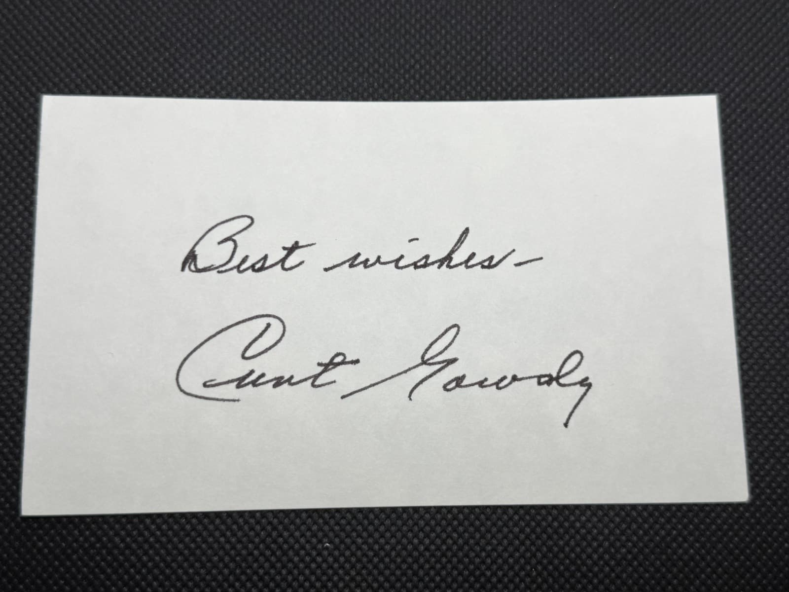 Curt Gowdy Signed Index Card 3x5 Broadcaster HOF Boston Red Sox - image 3