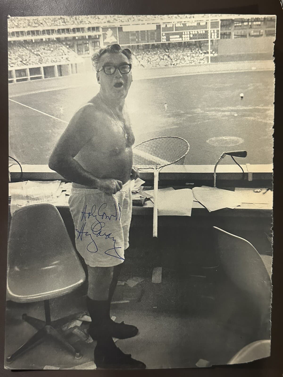 Harry Caray Holy Cow Signed 8x10 Photo JSA LOA Shirtless Photo! Chicago Cubs HOF