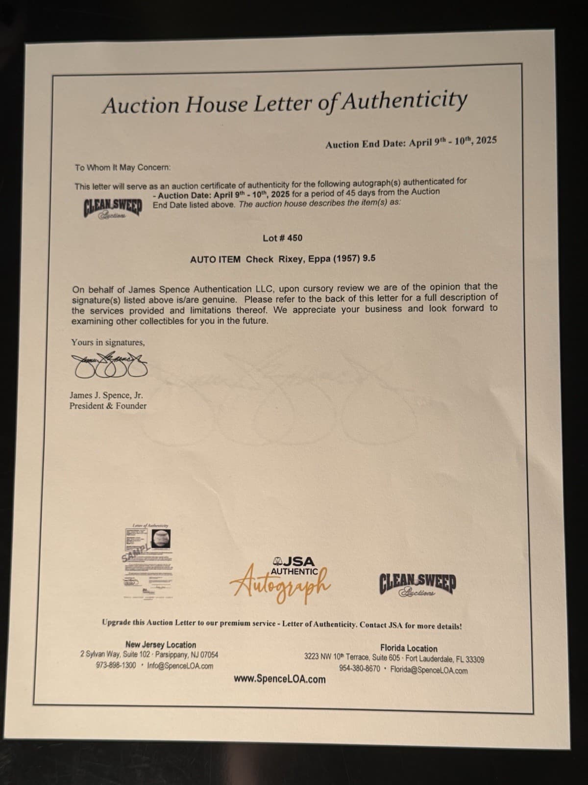 Eppa Rixey Signed Check JSA LOA HOF Cincinnati Reds Philadelphia Phillies RARE - image 2