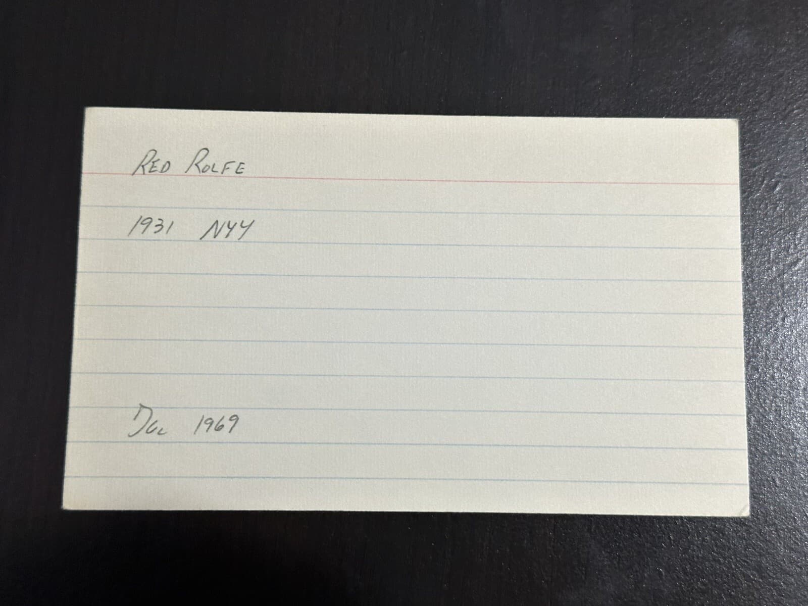 Red Rolfe Signed Index Card 3x5 New York Yankees Detroit Tigers - image 2