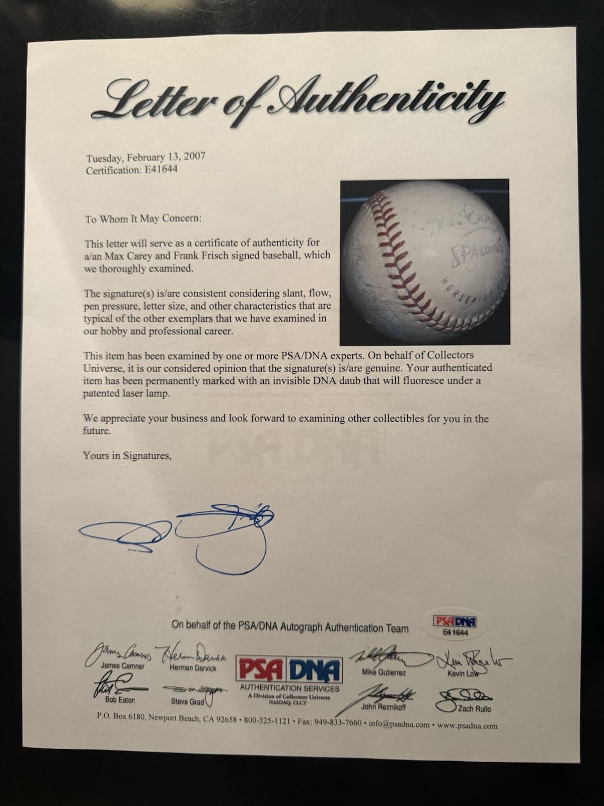 Max Carey Signed Baseball PSA/DNA LOA HOF Pittsburgh Pirates Brooklyn Dodgers - image 5