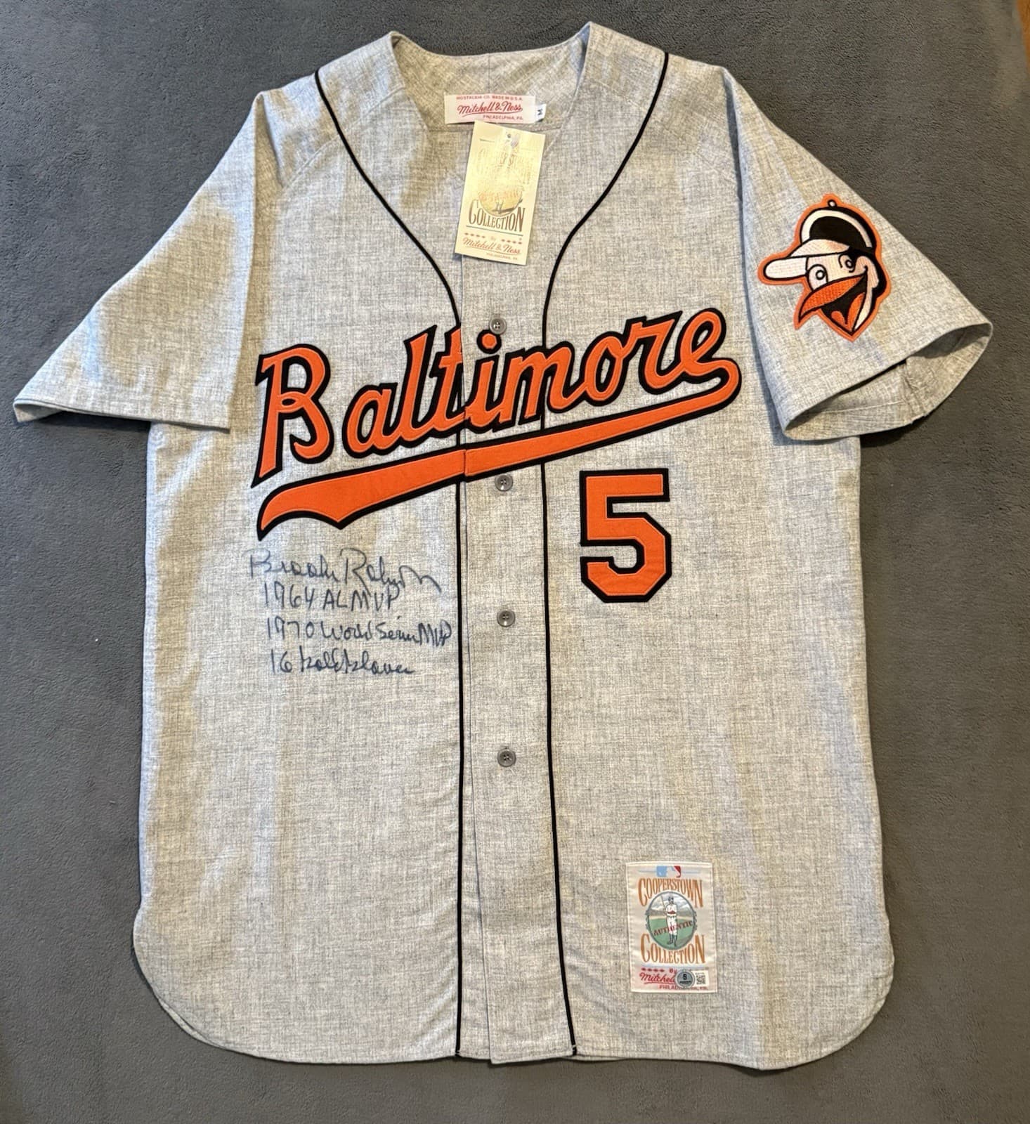 Brooks Robinson 3x Stat Signed Authentic Mitchell Ness Orioles Jersey BAS COA