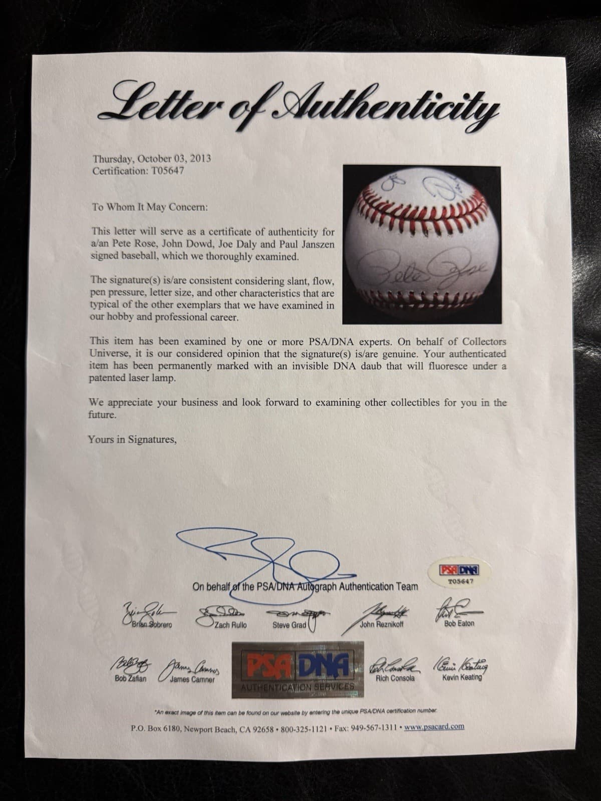 Pete Rose John Dowd Report Investigators Bookie! Signed Baseball PSA/DNA LOA HOF - image 5