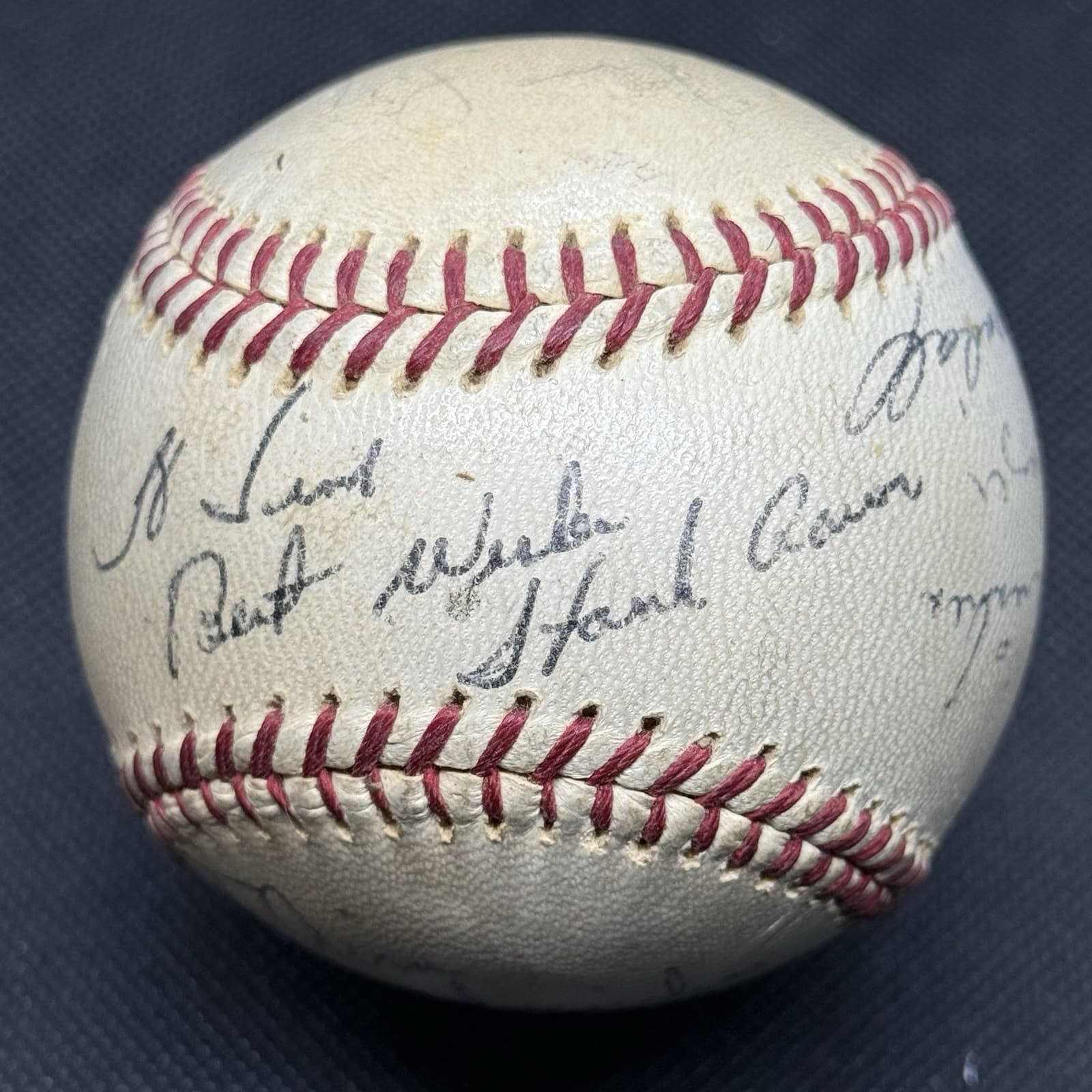 1950s Hank Aaron Eddie Mathews Spahn Signed Baseball Atlanta Braves HOF Playing