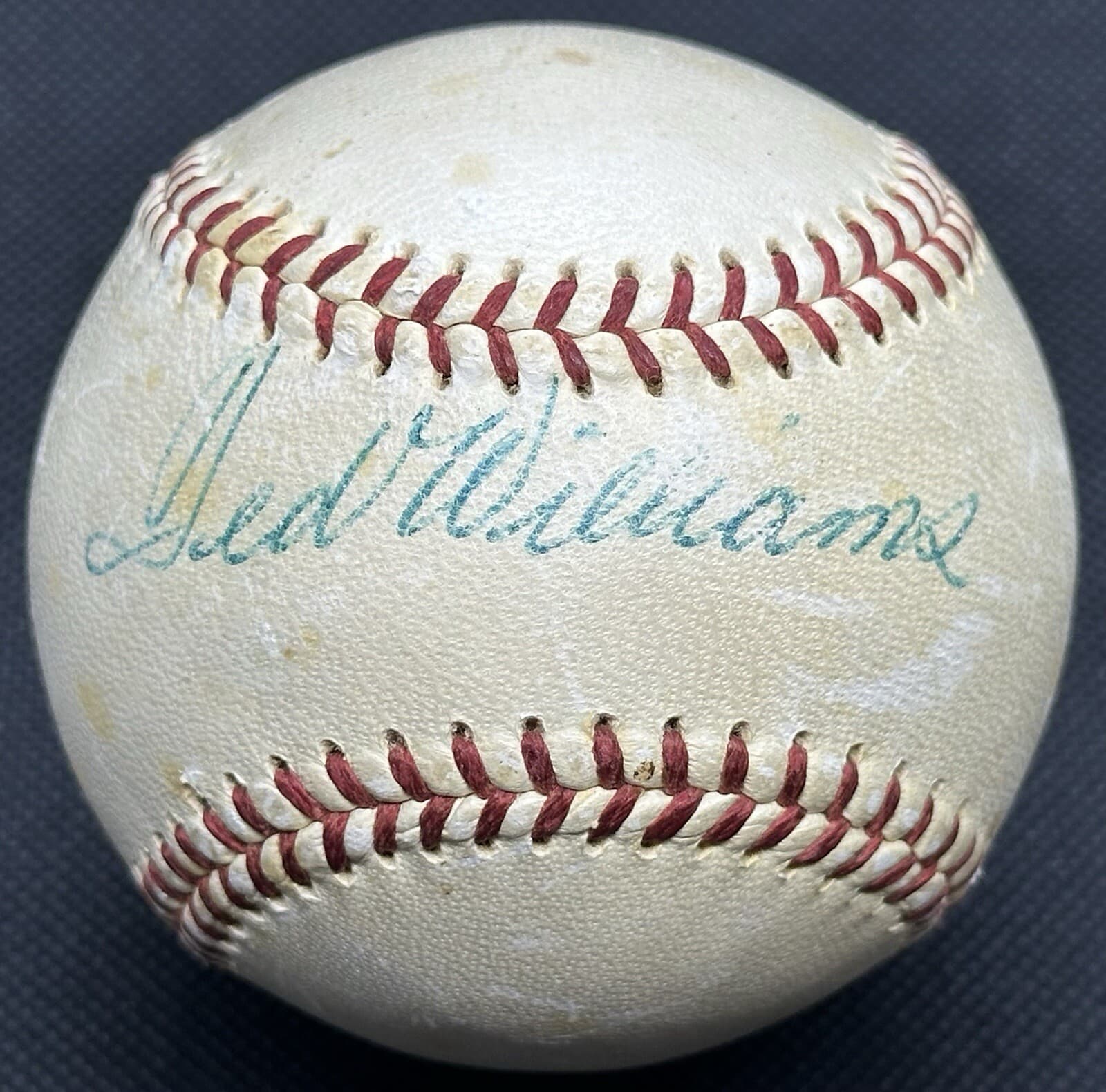 1940s Ted Williams Single Signed OAL Harridge Baseball Beckett LOA Red Sox