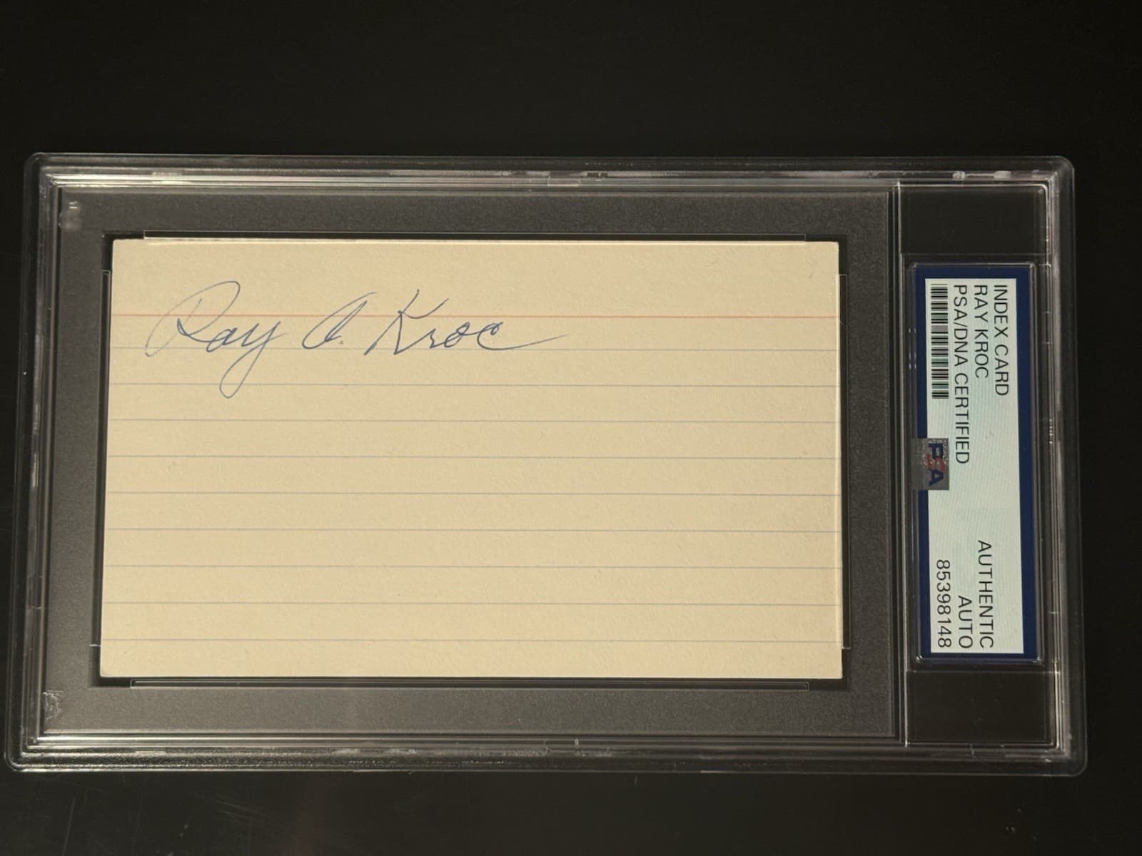 Ray Kroc Signed Index Card 3x5 PSA/DNA COA Slabbed McDonalds Owner SD Padres