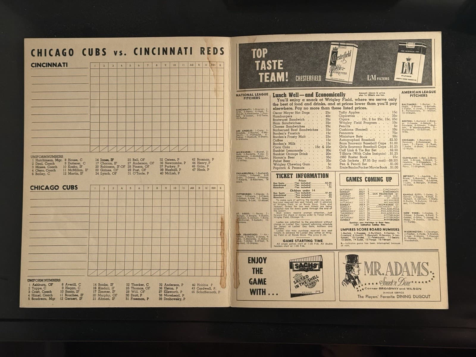 Ron Santo 1st Career Home Run 7/3/60 Signed July 3 1960 Program Cubs HOF JSA LOA - image 2