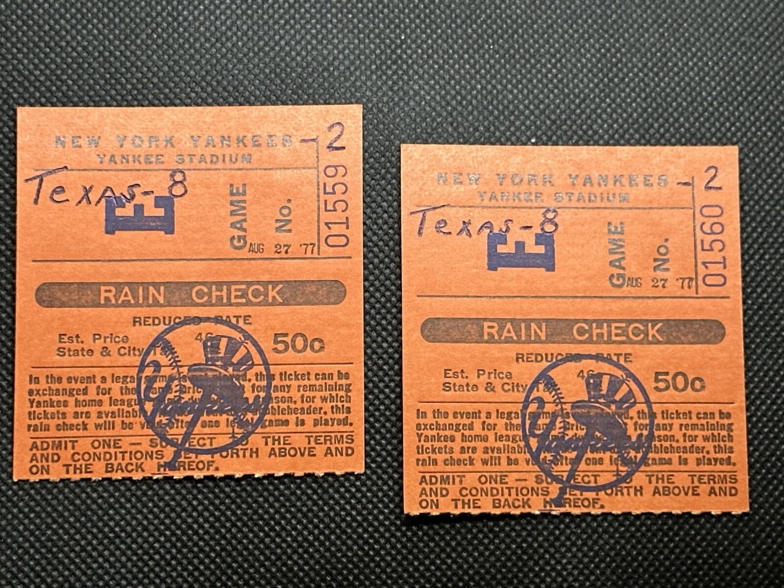 8/27/77 Bump Wills/Toby Harrah hit back-to-back inside-the-park HRs Ticket Stub