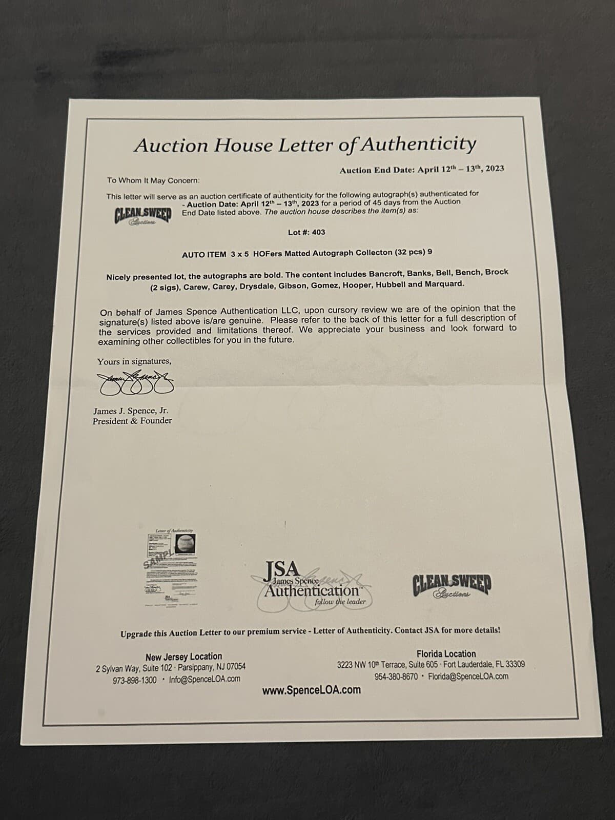 Johnny Bench Signed Index Card Matted w/ Perez Steele 8x10 Display JSA LOA HOF  - image 3