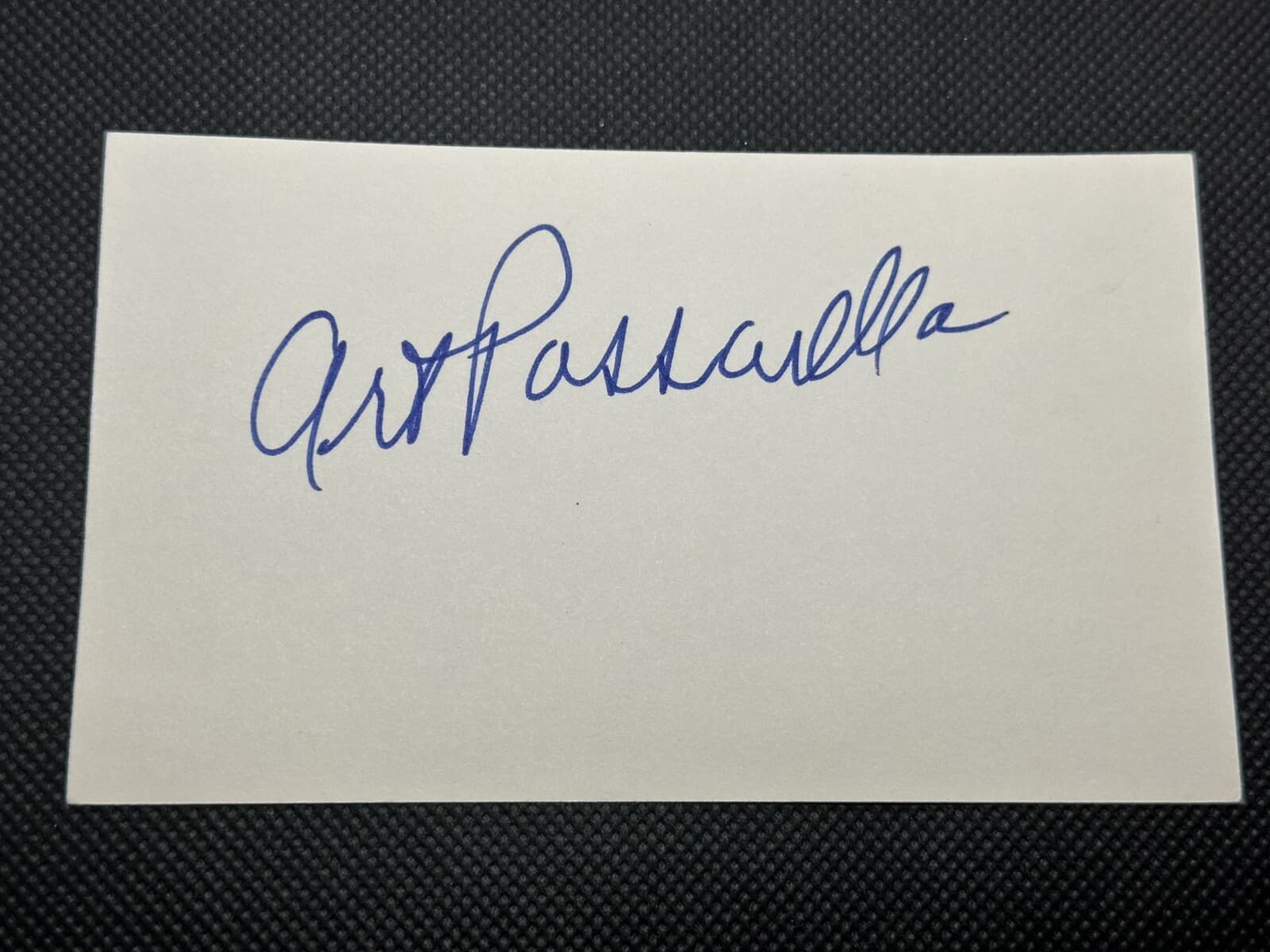 Art Passarella Signed Index Card 3x5 Umpire MLB Actor