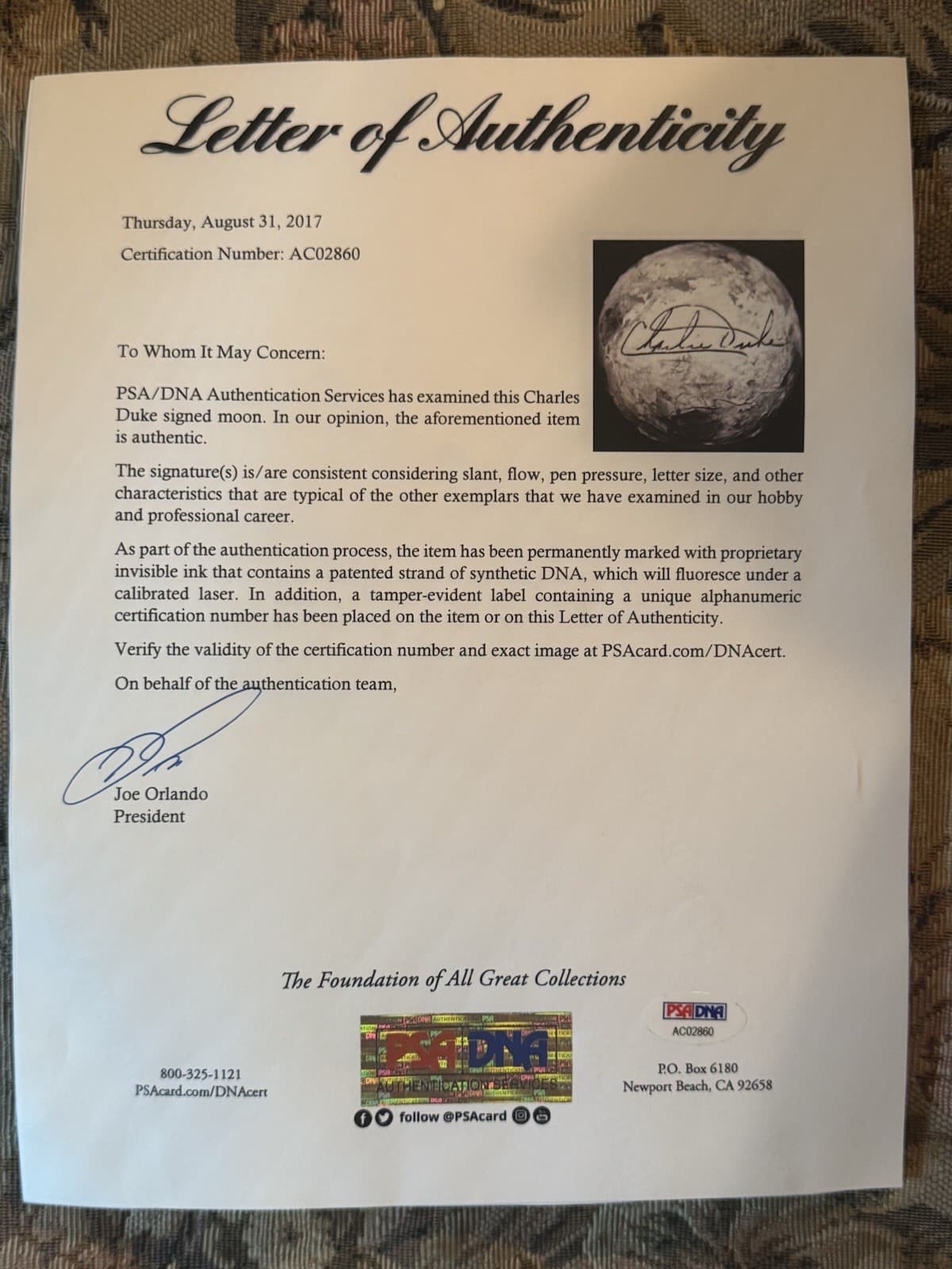 Charlie Duke Apollo 16 Signed Moon Astronaut Moonwalker Baseball Siz PSA/DNA LOA - image 4