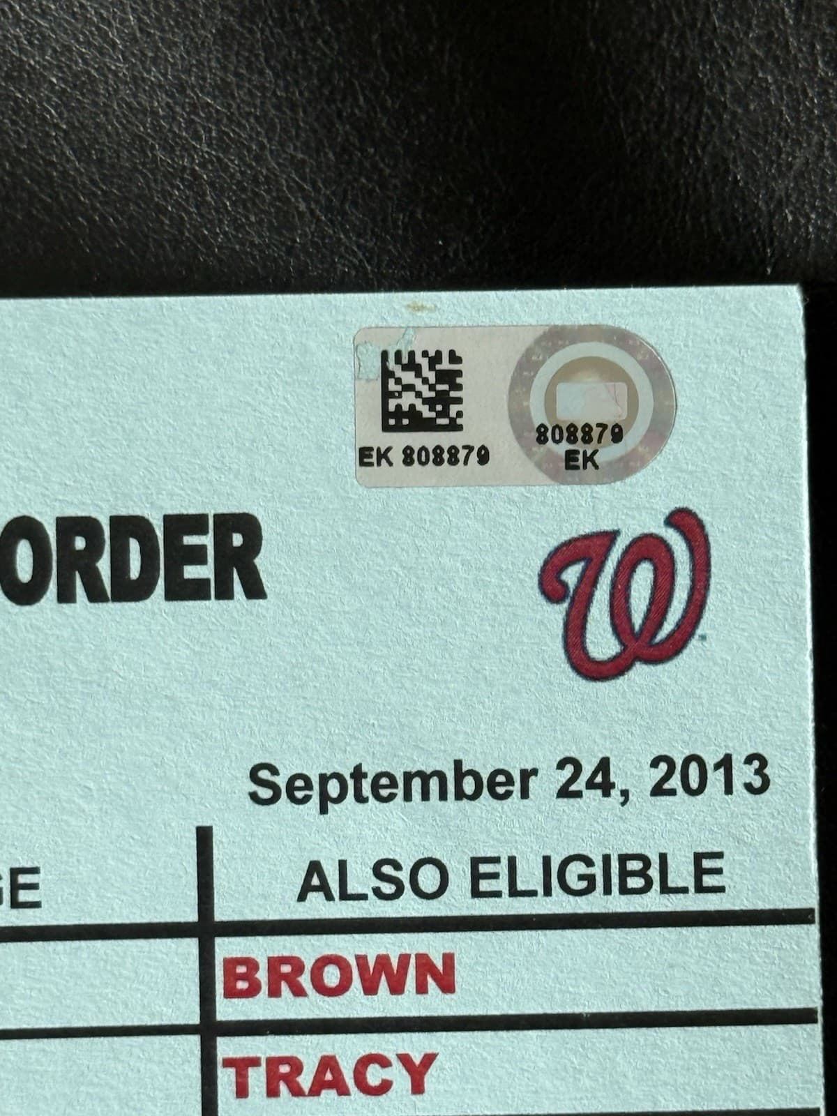 Davey Johnson Signed Game Used Lineup Card Washington Nationals MLB Auth Mets 1 - image 2