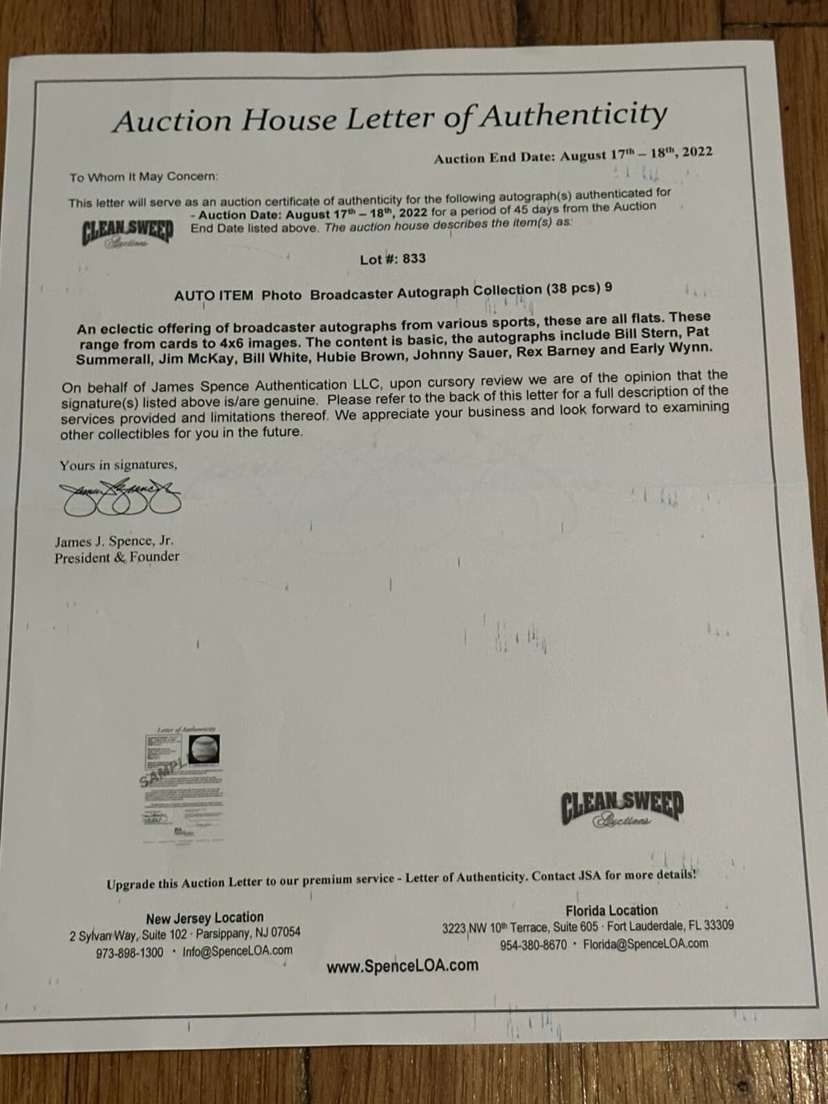 Frank Messer Signed Index Card 3x5 Broadcaster JSA LOA New York Yankees - image 3