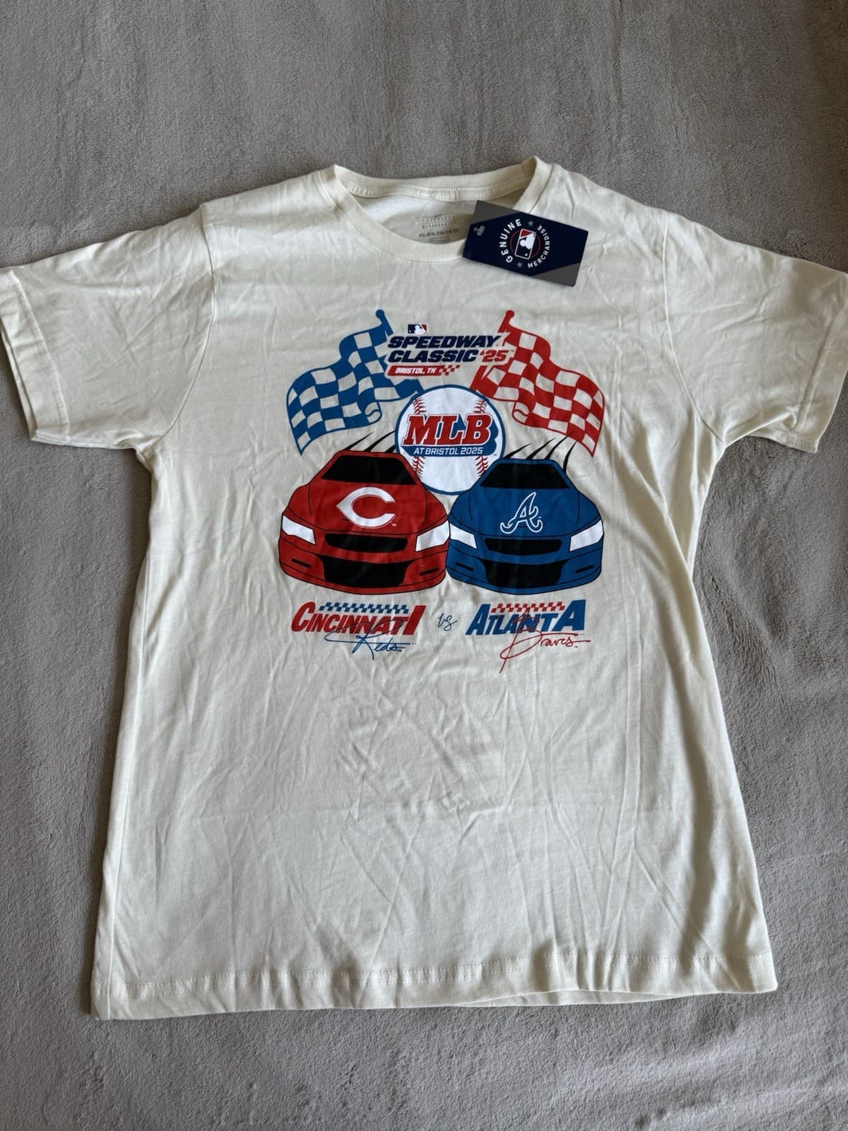MLB SPEEDWAY CLASSIC T Shirt Youth XL Cincinnati Reds ATL Braves Bristol 8/2/25