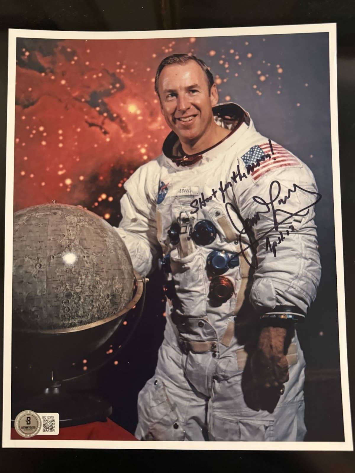 Astronaut Jim Lovell Signed 8x10 Photo Apollo 13 Shoot For The Moon BAS COA