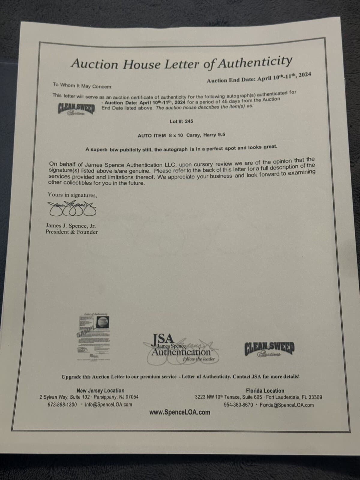 Harry Caray Holy Cow Signed 8x10 Photo JSA LOA Chicago Cubs Publication Pic HOF - image 3