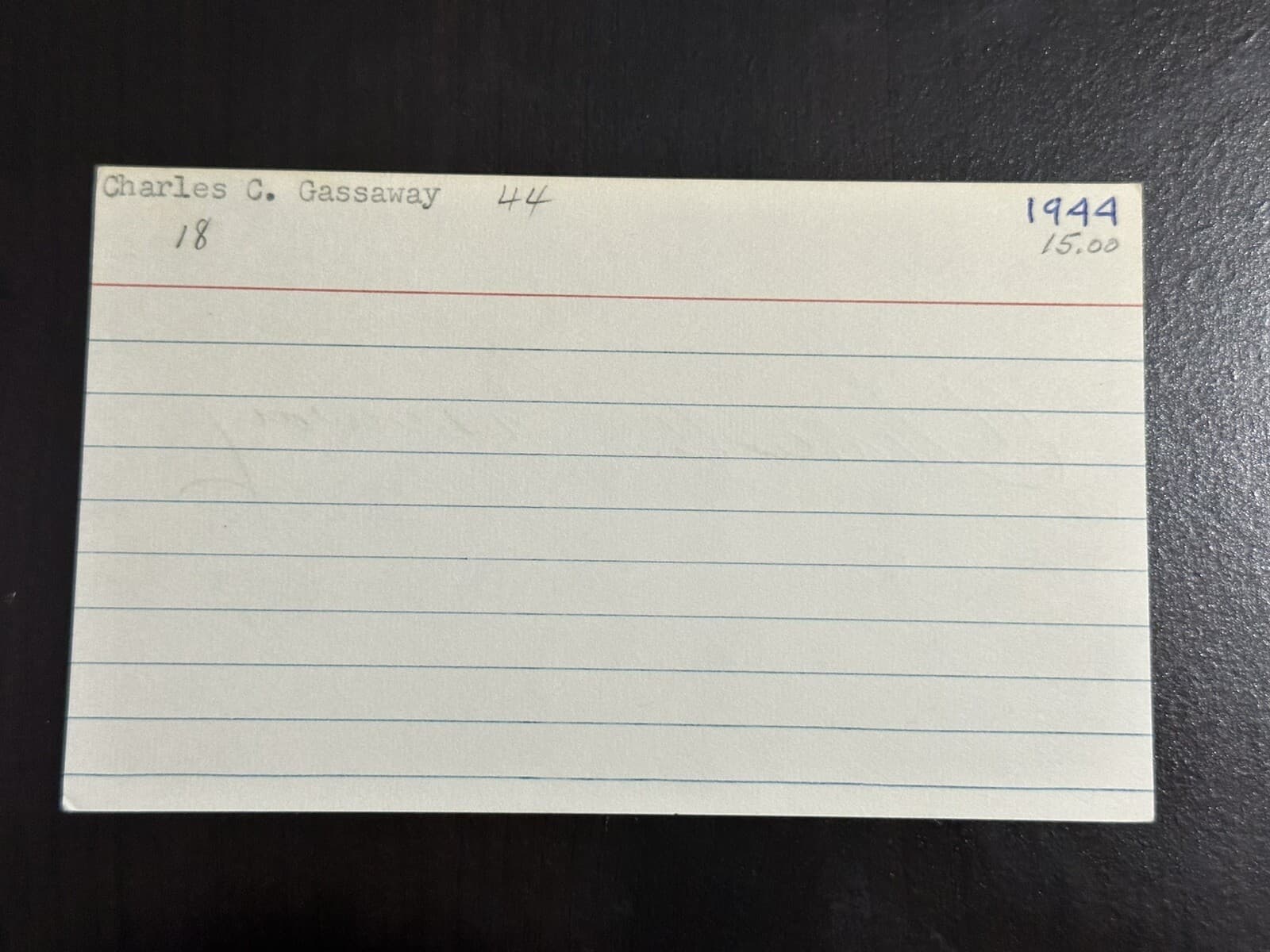 Charlie Gassaway Signed Index Card 3x5 Chicago Cubs Philadelphia A's Indians - image 2