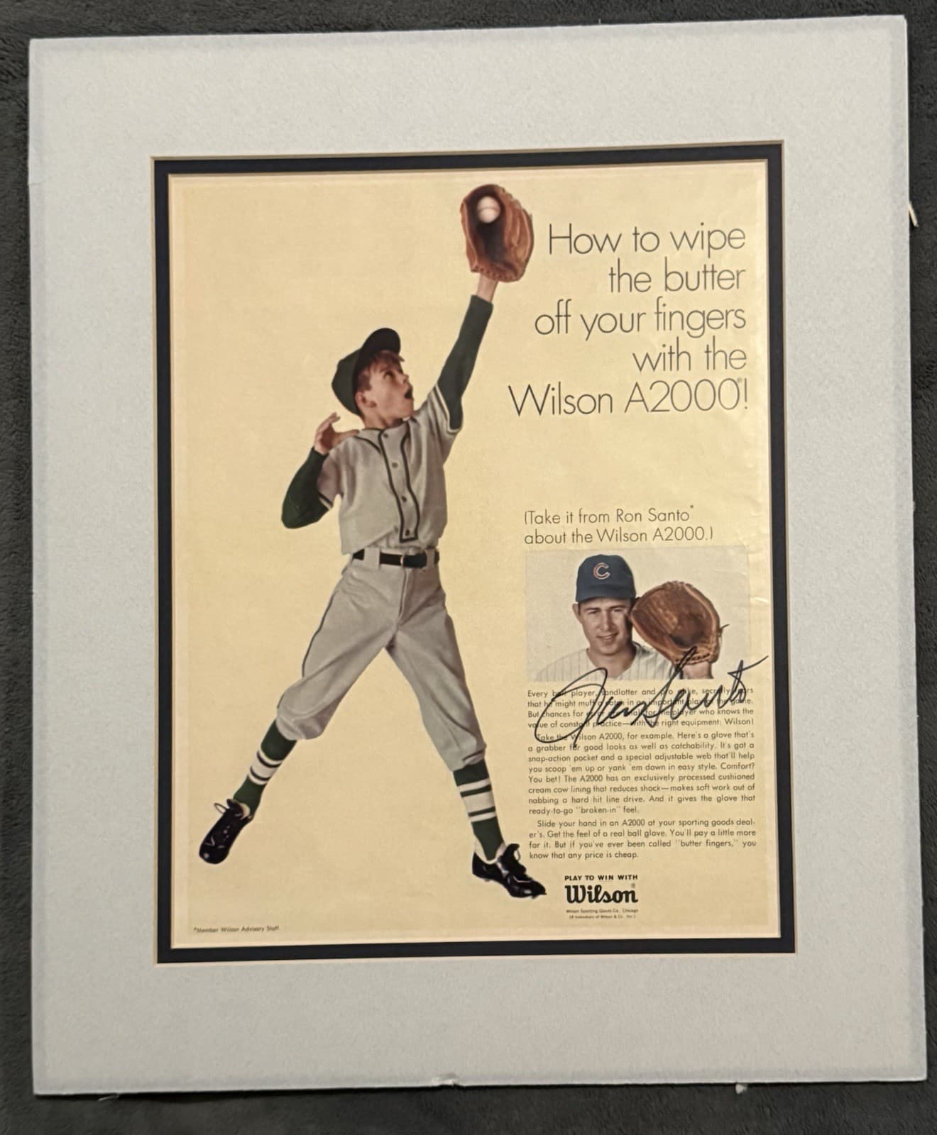 Ron Santo Signed 11x14 Matted Magazine Advertisement Cubs HOF Photo JSA LOA