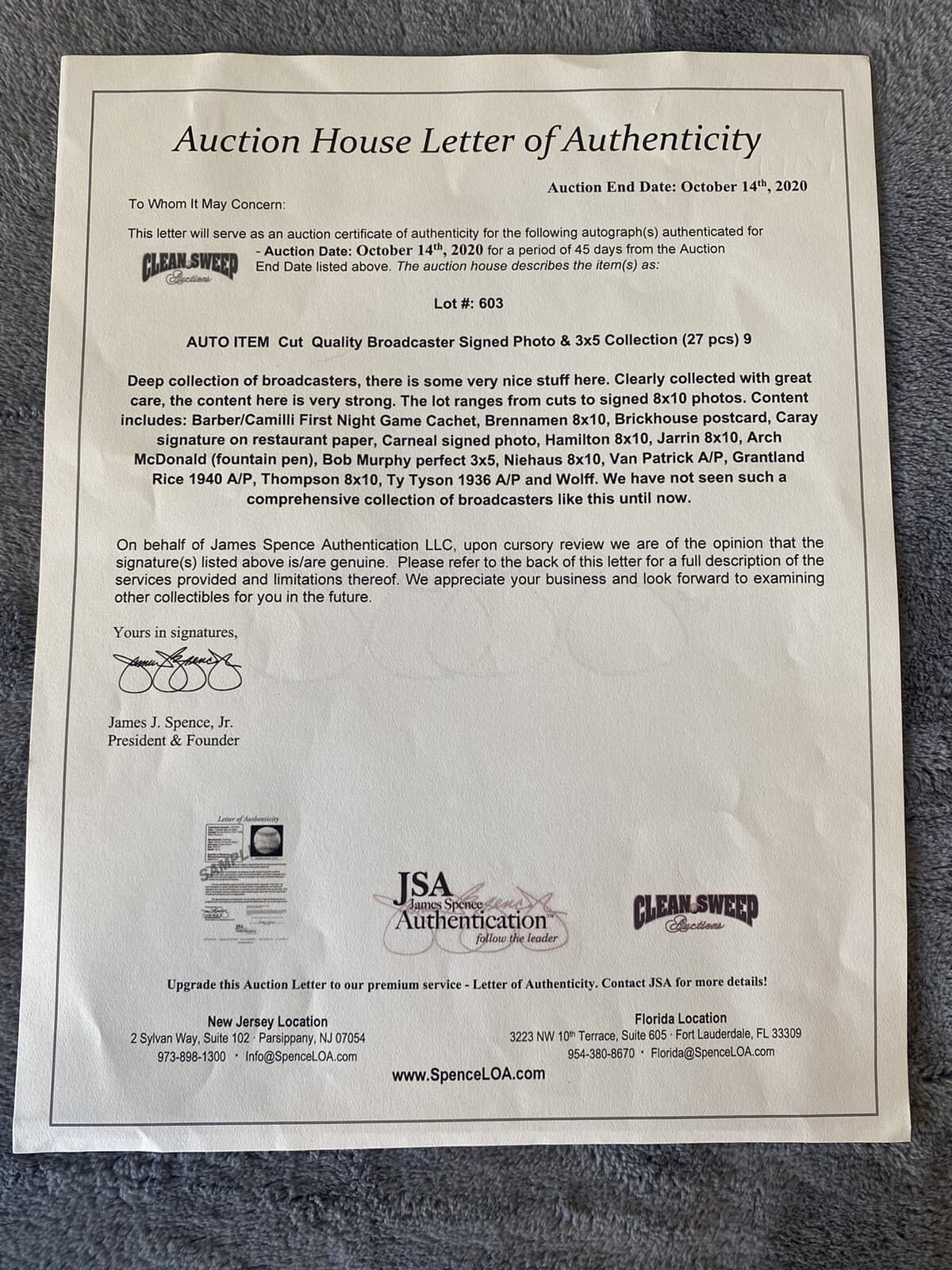 Jack Brickhouse Signed 4x5 Photo Broadcaster JSA LOA Cubs Bears White Sox Bulls - image 4