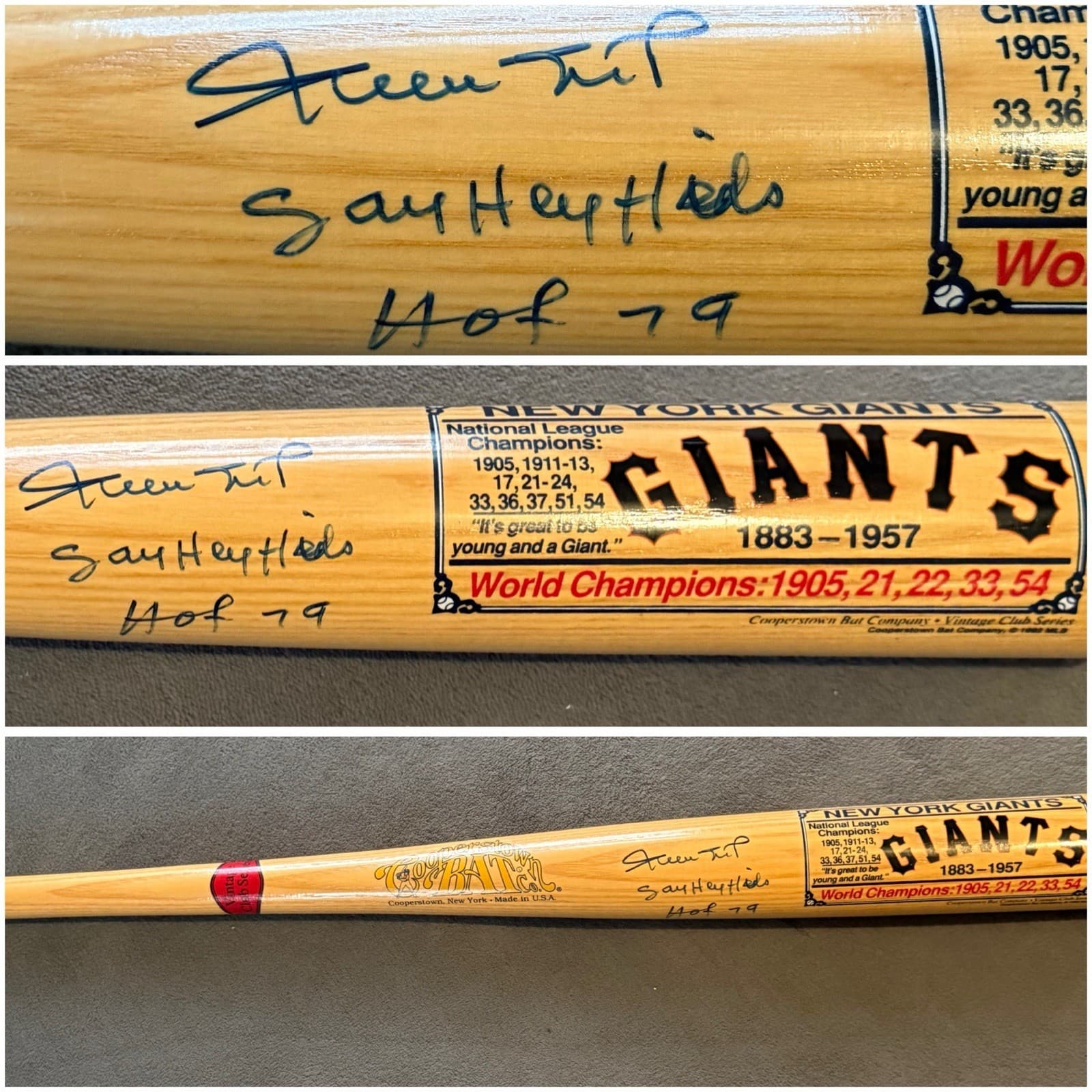 Willie Mays Say Hey Kid HOF 79 Signed Bat Full Sized San Francisco Giants HOF 