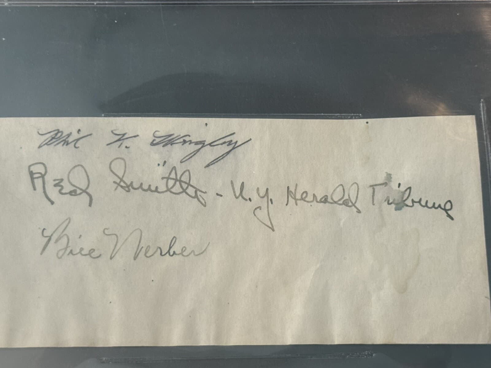 Phillip K Wrigley Red Smith Bill Werber Signed Page Cut Beckett Slabbed COA Cubs - image 2