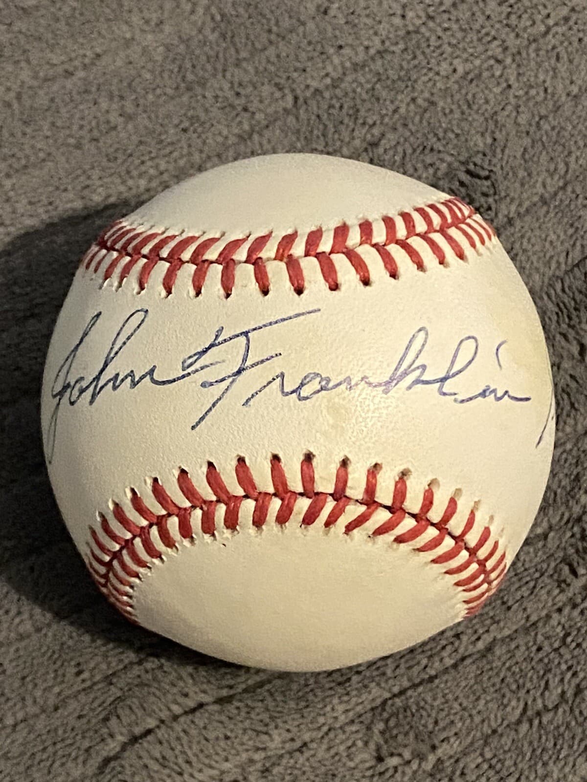 John Franklin Johnny Sain Jr Full Name Signed Baseball Braves Yankees VERY RARE