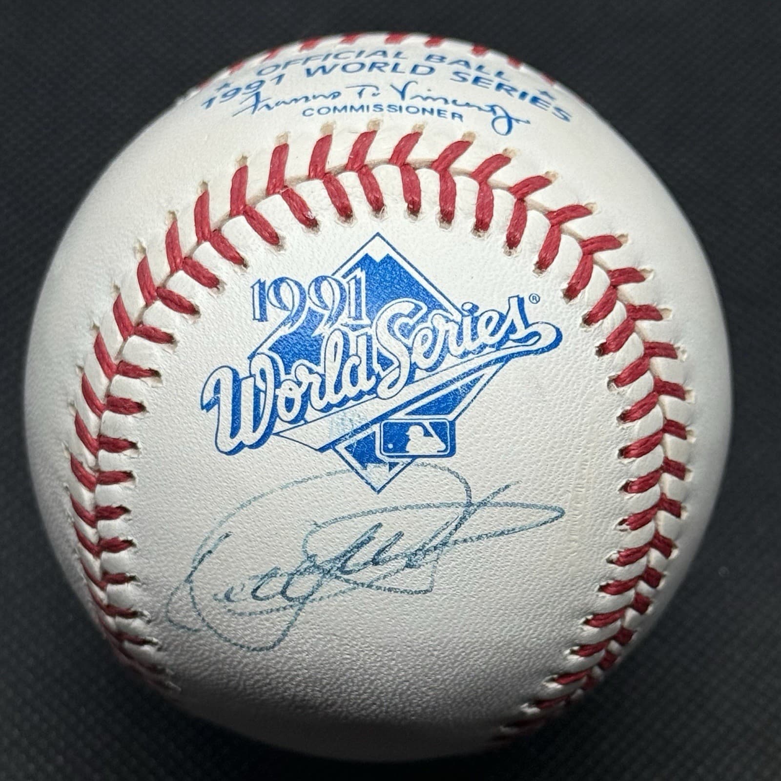 Kirby Puckett Signed 1991 World Series Logo Baseball JSA LOA Minnesota Twins HOF