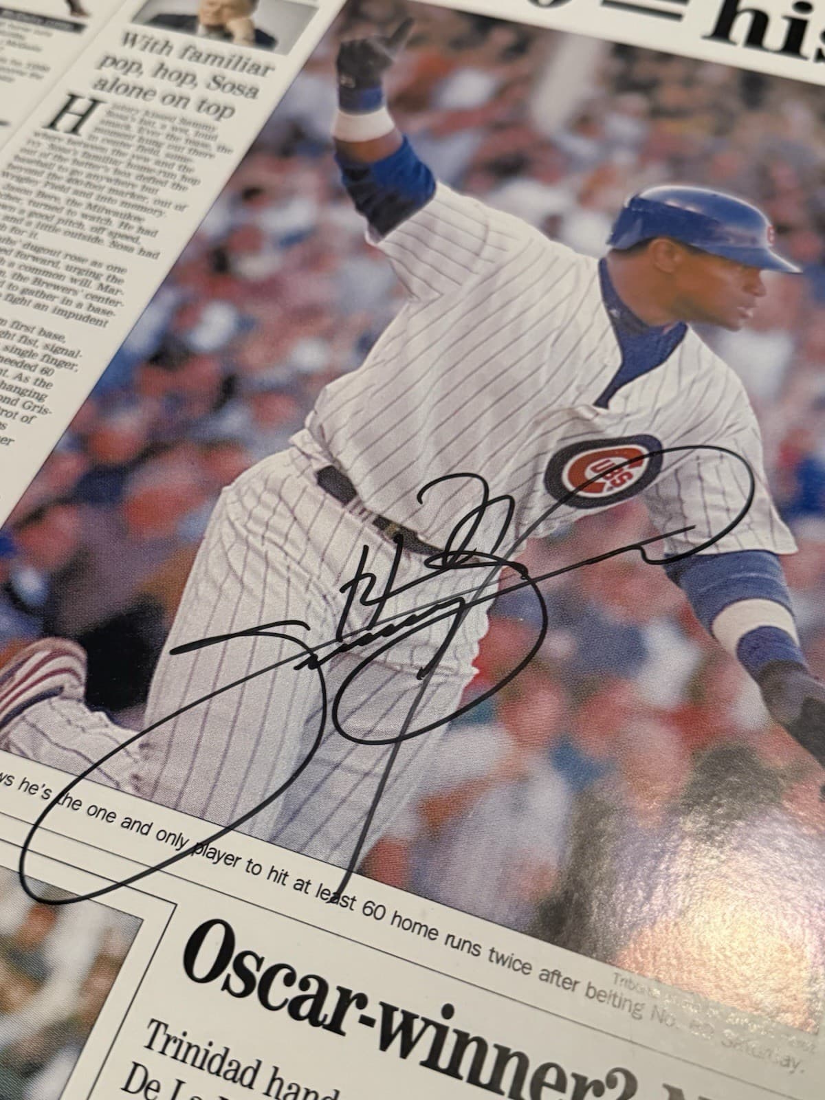 Sammy Sosa 60 Home Runs Signed Tribune Print Photo Thick Cubs 15x23 JSA LOA - image 2